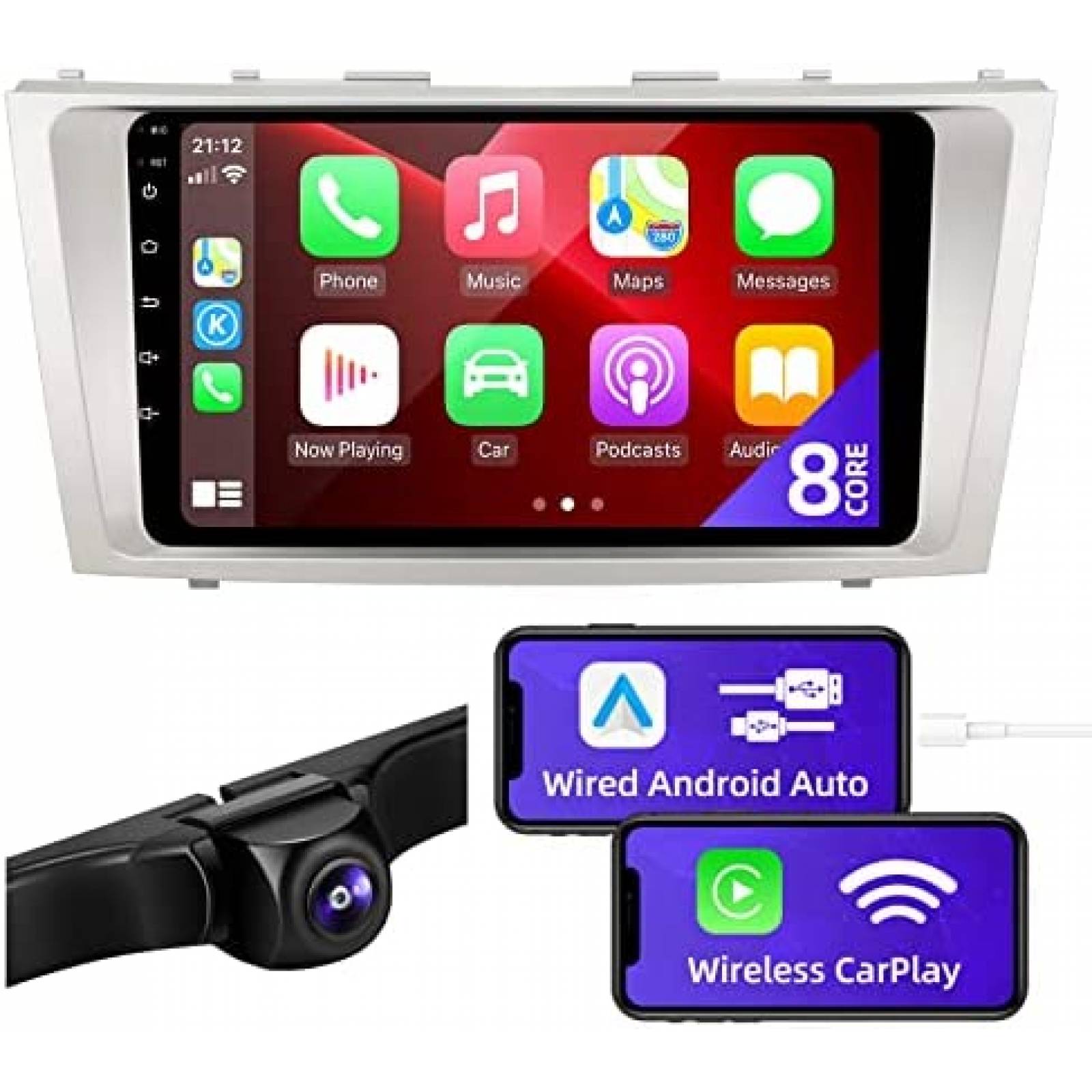 Estereo Auto CGOGC 9'' Camry 2007 - 2011 Camara Reversa -N