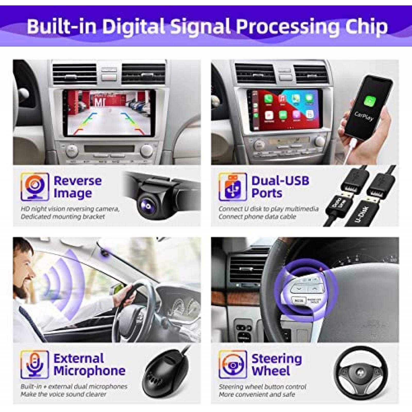 Estereo Auto CGOGC 9'' Camry 2007 - 2011 Camara Reversa -N