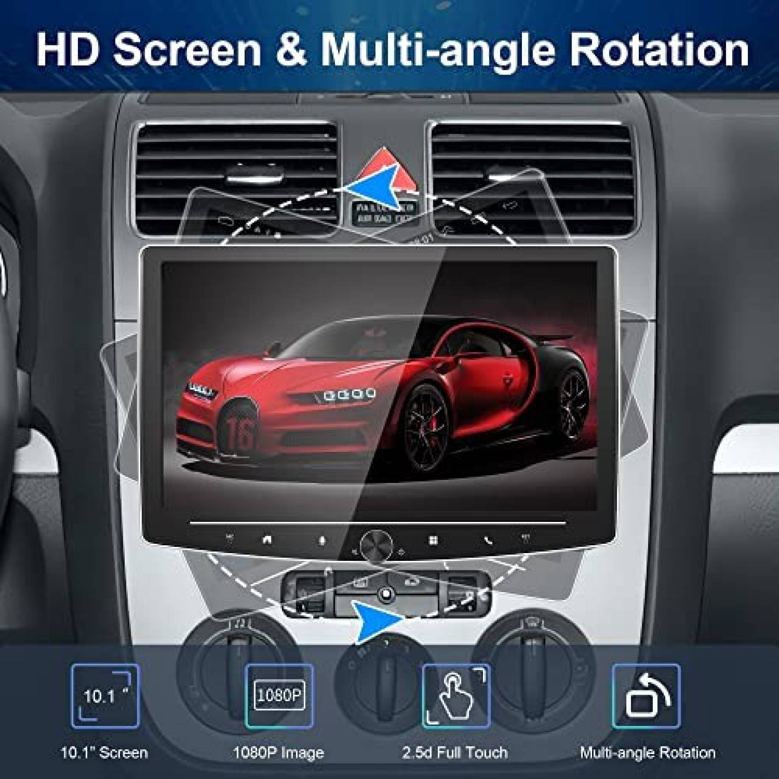 Estereo De Coche PODOFO Single Din Inalambrico -Negro