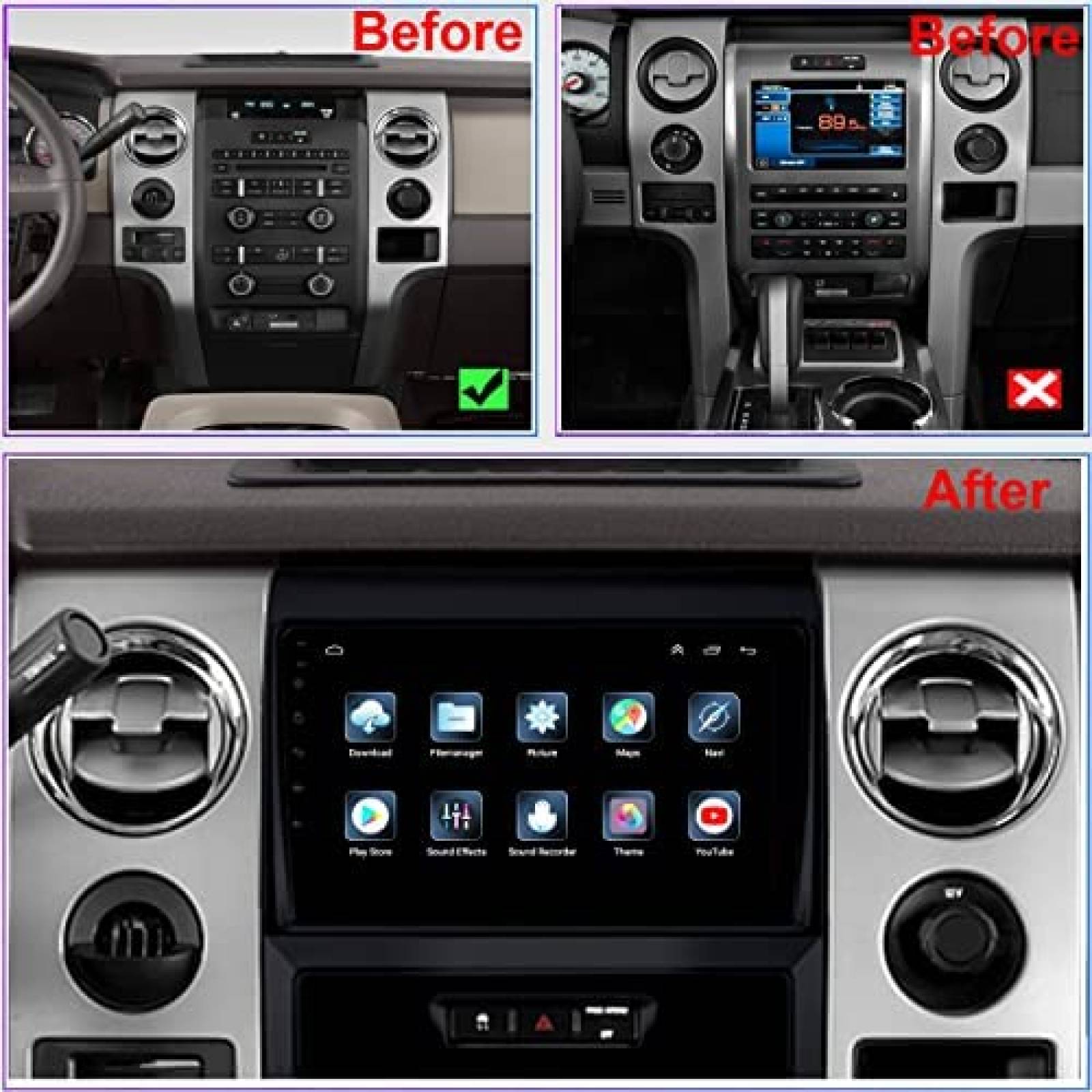 Estereo Auto Dzxiaso 9'' Ford F150 Camara Reversa -Negro