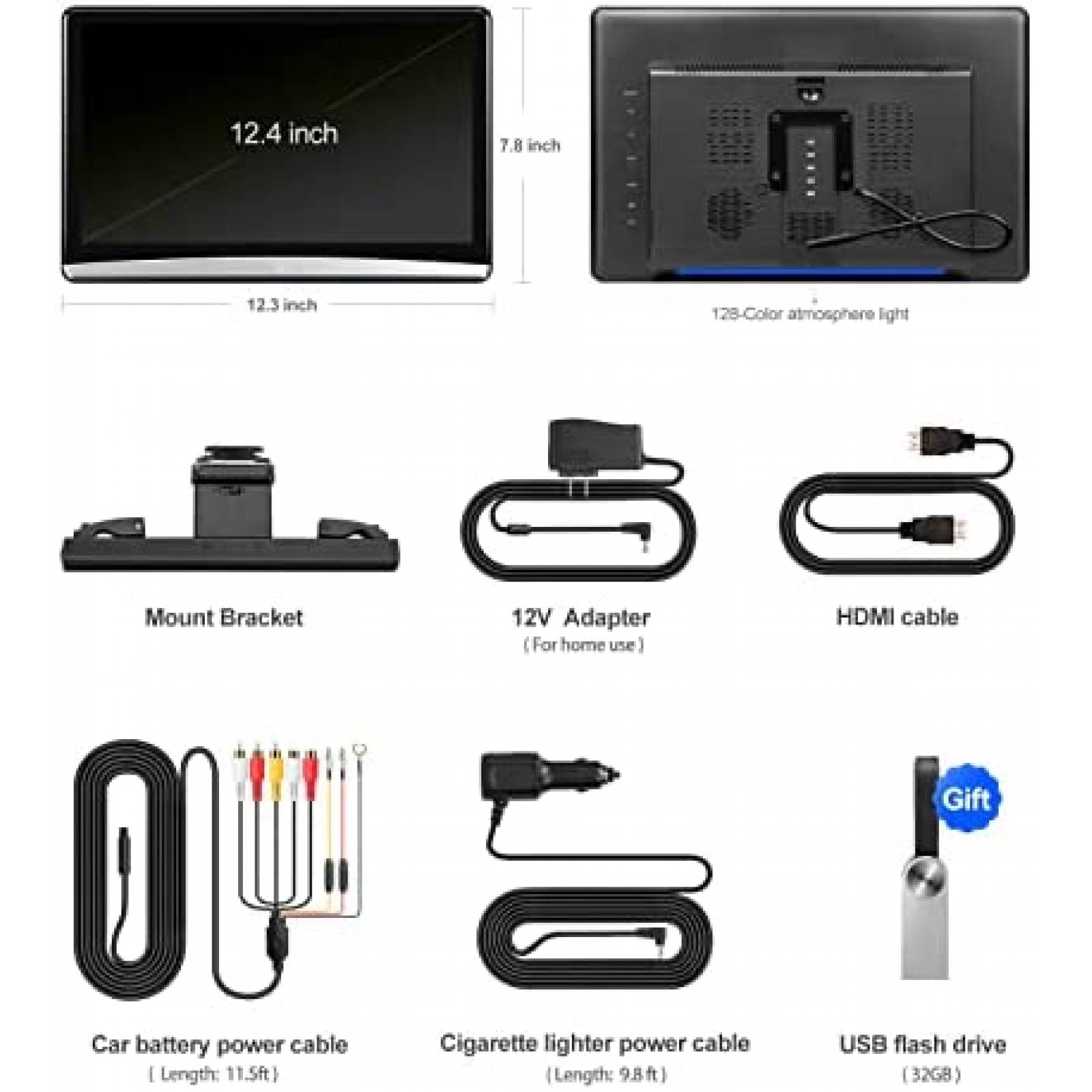 Pantalla Cabecera Seventour 12.4'' Android Wifi HDMI USB SD