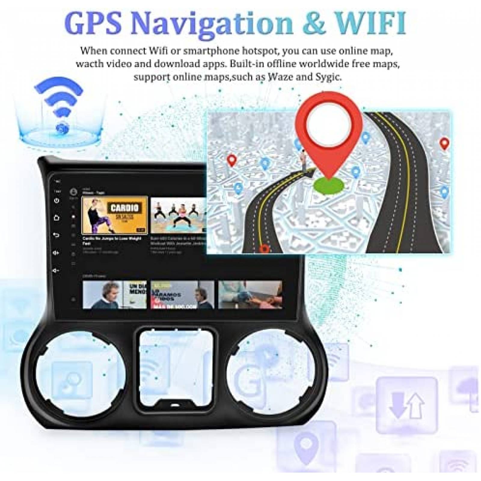 Estereo Auto EKAT 10.1'' Wrangler 2015 - 2017 Camara Reversa