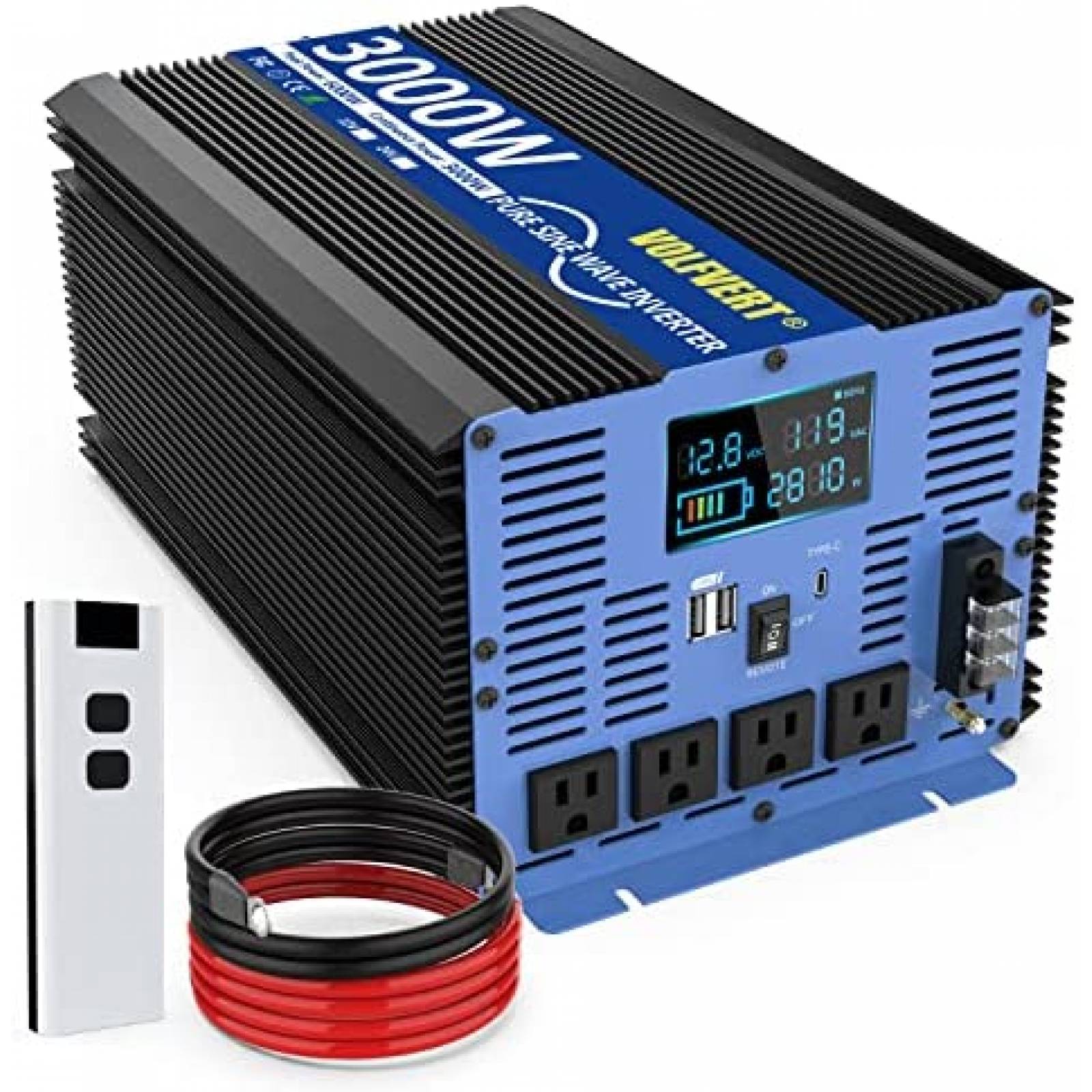Inversor de Corriente VOLFVERT 4000W PSW 12V a 110V 4 AC