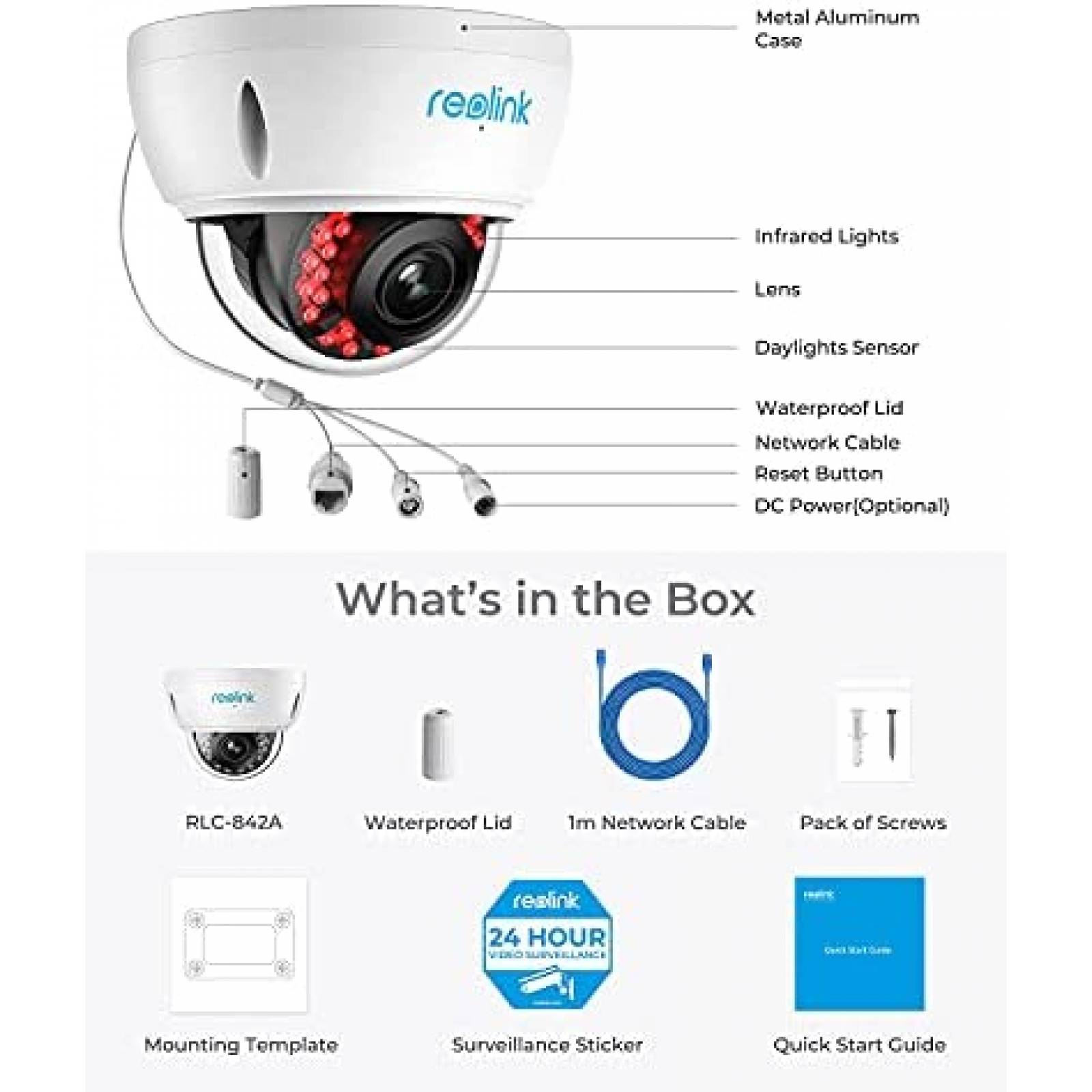 Camara de Seguridad REOLINK 4K Zoom Optico 5x IK10 -Blanco
