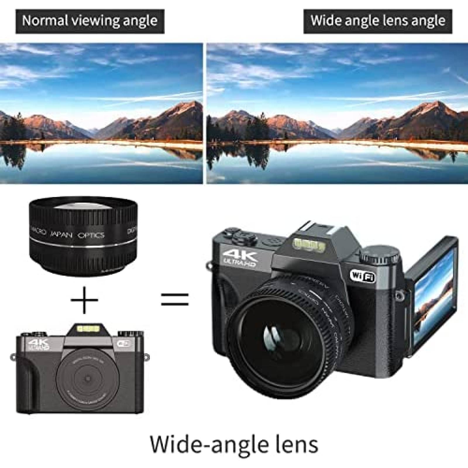 Videocamara WIKICO 4K 16X Compacta con Accesorios -Negro