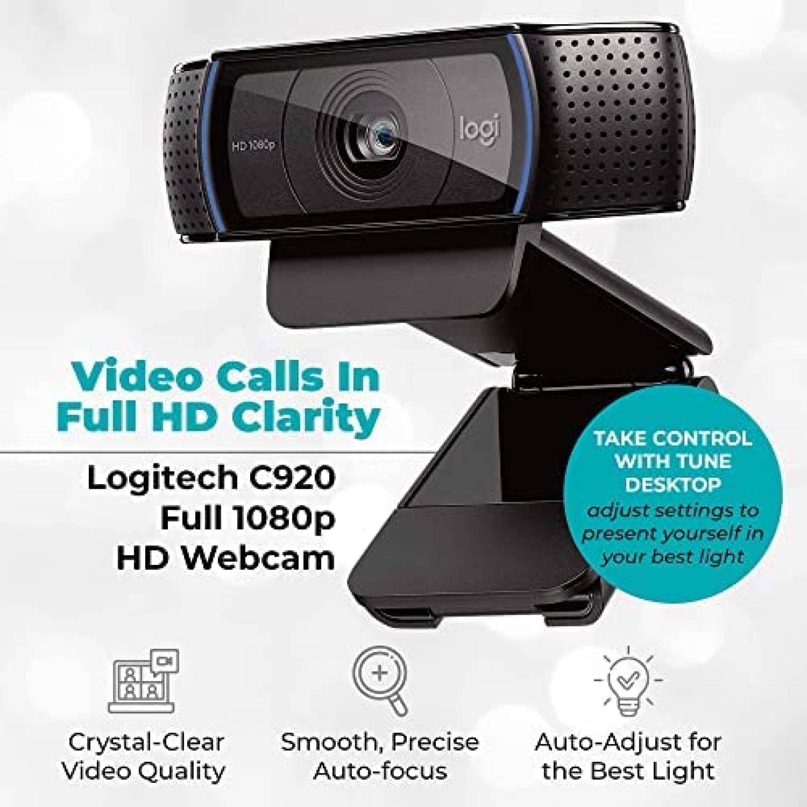 VideoCamara Logitech C920 HD Pro 1080p con Soporte -Negro