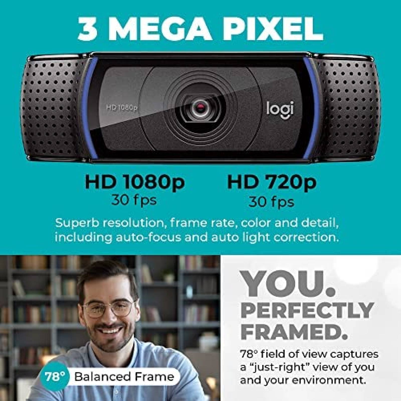 VideoCamara Logitech C920 HD Pro 1080p con Soporte -Negro