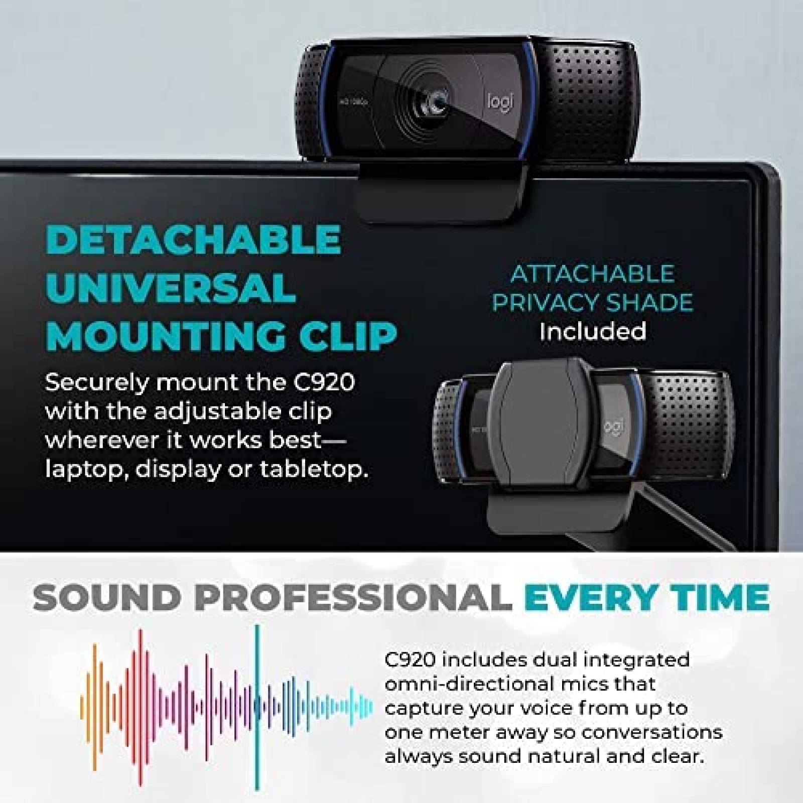 VideoCamara Logitech C920 HD Pro 1080p con Soporte -Negro