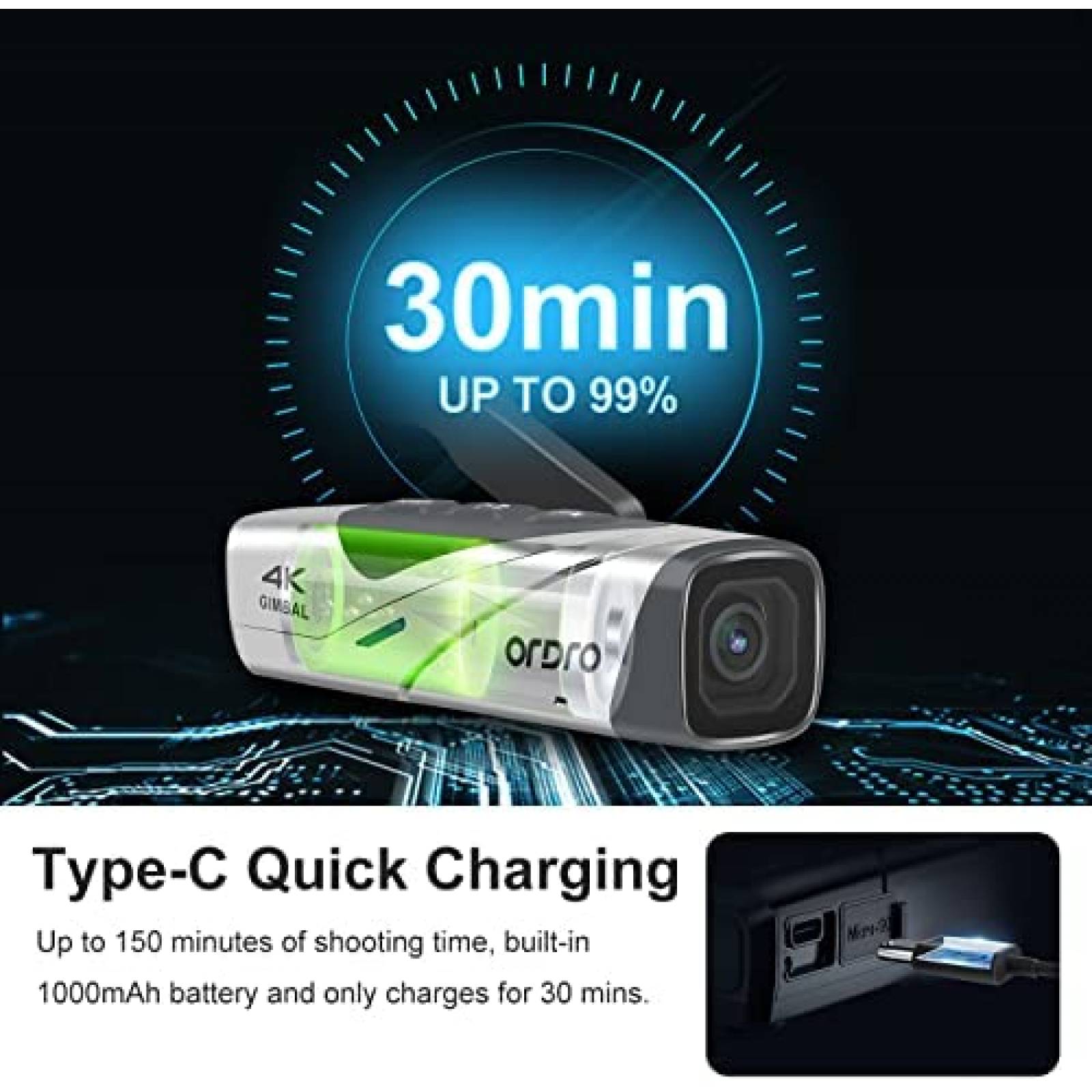 VideoCamara de Manos Libres ORDRO EP8 c/Auto Enfoque -Gris