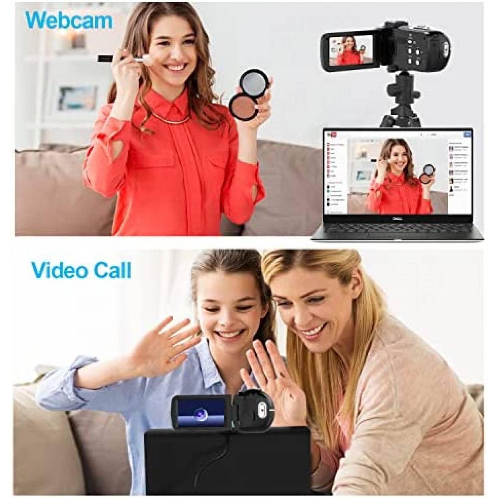 Videocámaras 4K con pantalla táctil de 3 pulgadas y tarjeta 32G, cámara  digital WiFi, zoom digital 18X, cámara de vlogging para grabación de video  de