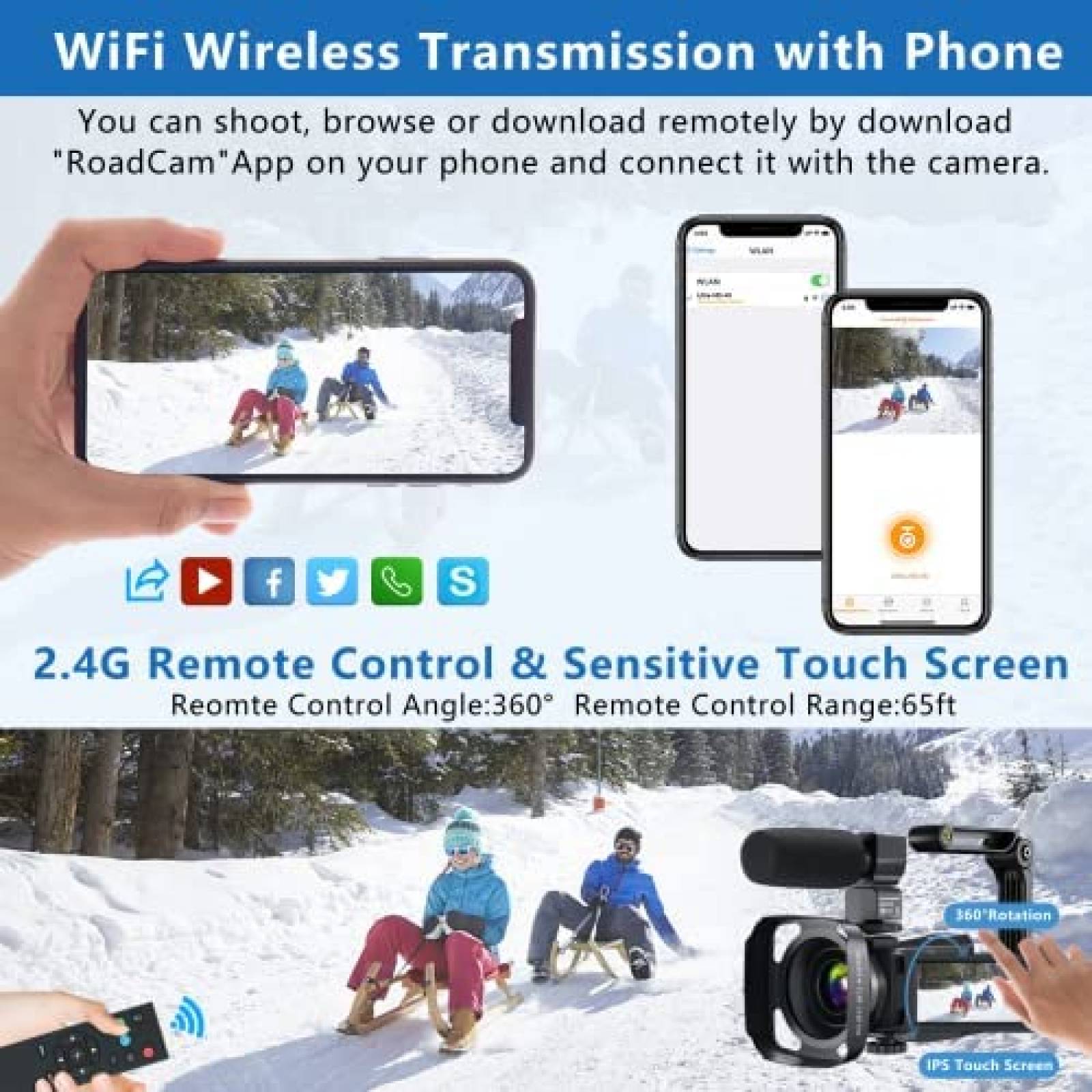 Videocamara Femivo 4K UHD Wi-Fi 16X Vision Nocturna -Negro