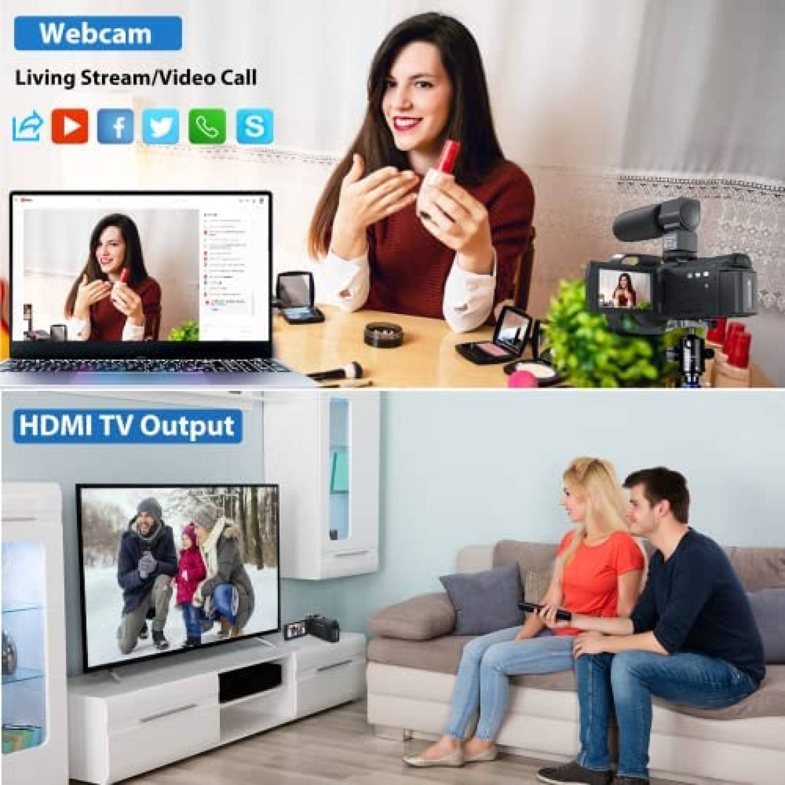 Videocamara Femivo 4K UHD Wi-Fi 16X Vision Nocturna -Negro