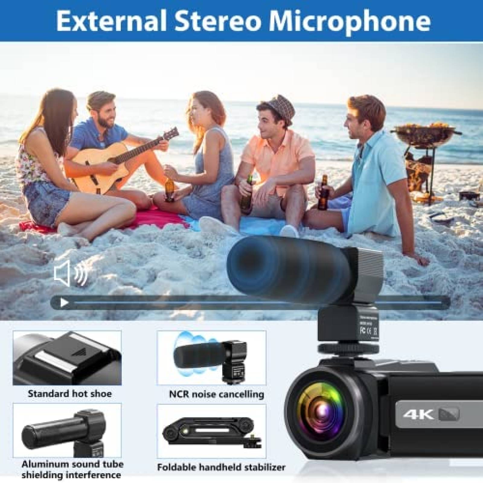 Videocamara Femivo 4K UHD Wi-Fi 16X Vision Nocturna -Negro