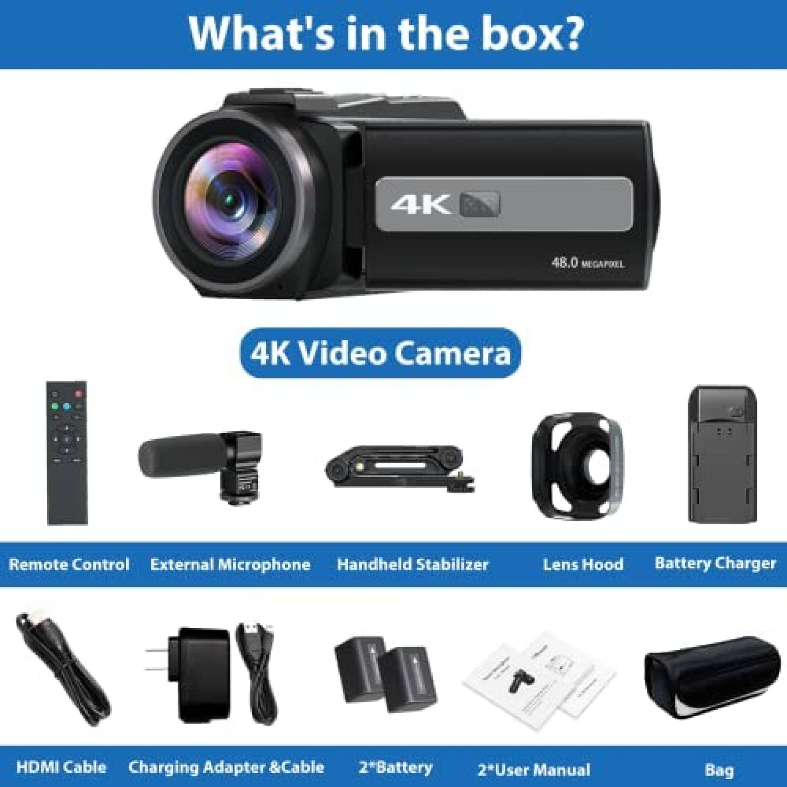 Videocamara Femivo 4K UHD Wi-Fi 16X Vision Nocturna -Negro