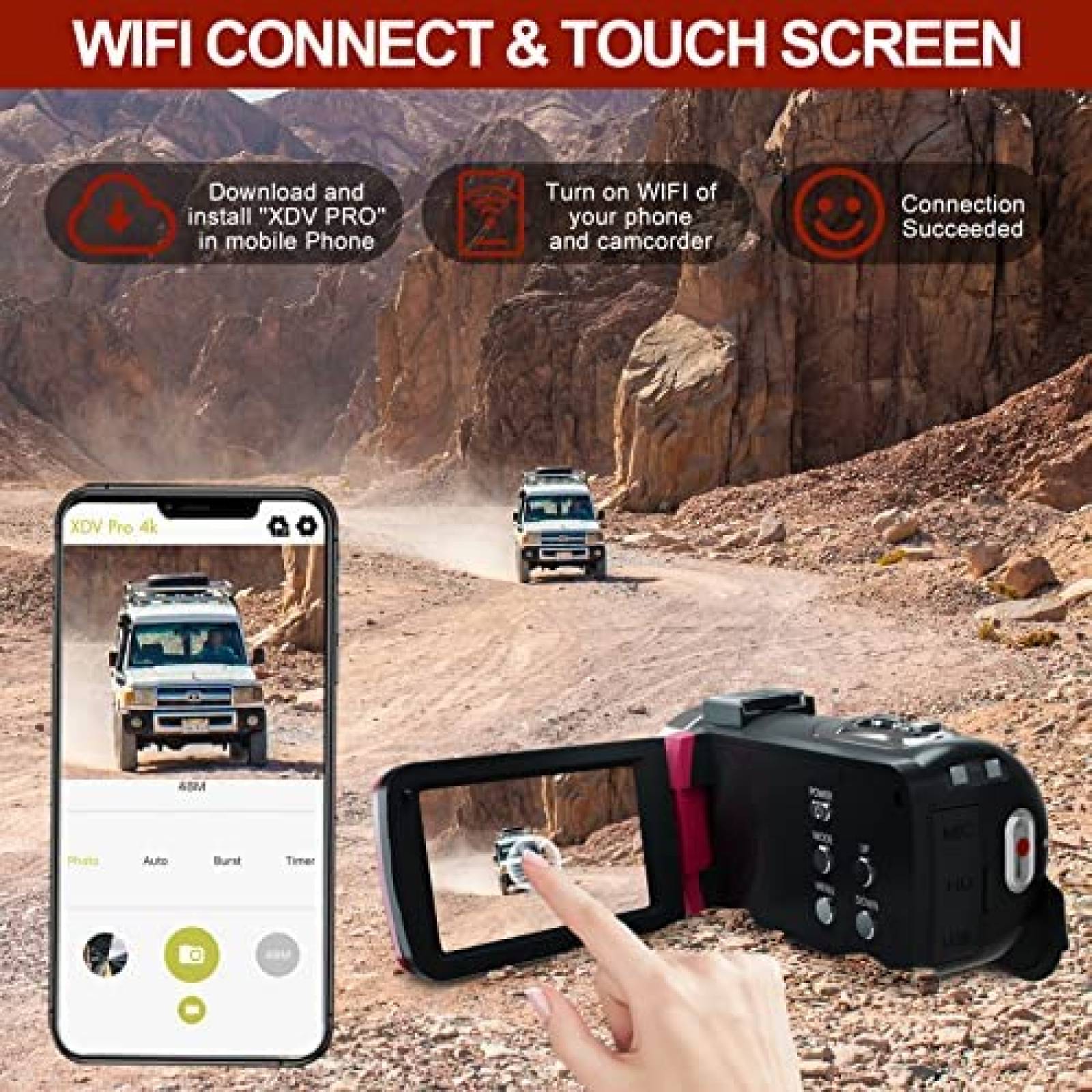 Videocamara VETEK A03 4K 60FPS + SD Card + Control Remoto