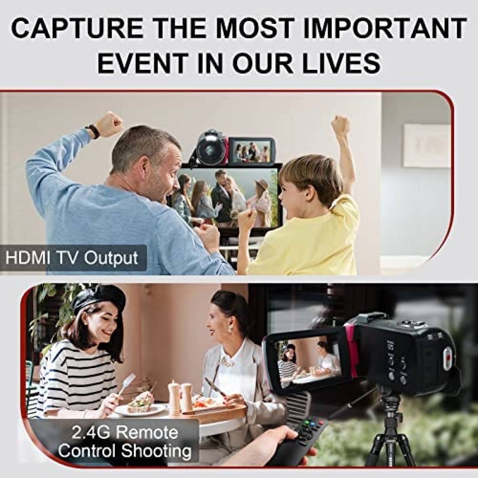 Videocamara VETEK A03 4K 60FPS + SD Card + Control Remoto