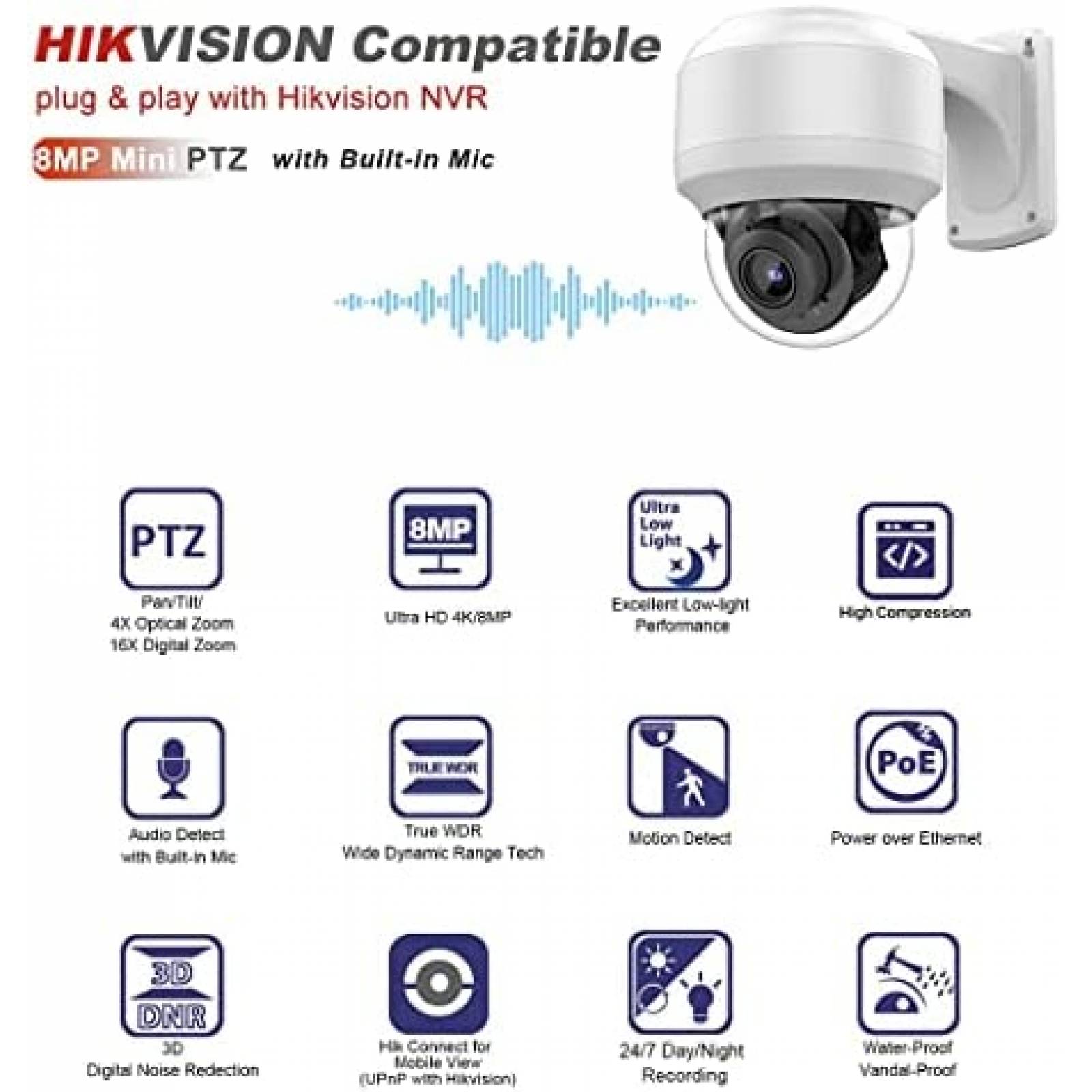 Camara de Seguridad VIKVIZ 2804X-I2 8MP PTZ IP Exterior
