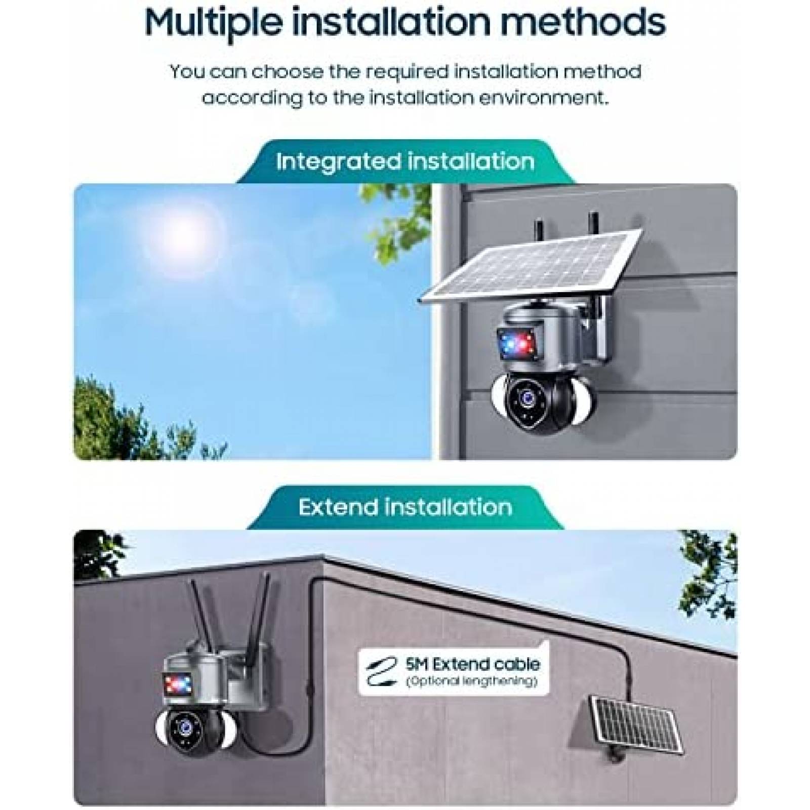 Camara Seguridad anicanon 3MP 2K FHD WiFi 360 Panel Solar