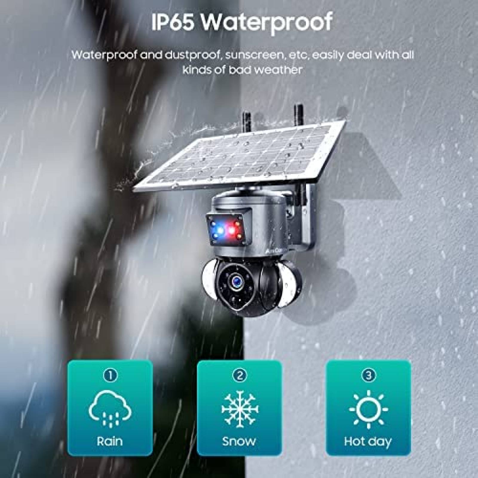 Camara Seguridad anicanon 3MP 2K FHD WiFi 360 Panel Solar