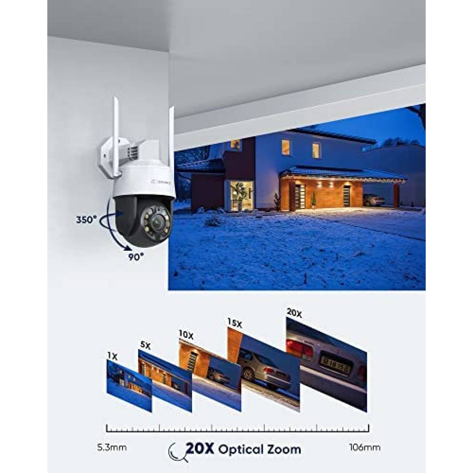 Camara de Seguridad SANNCE 5MP Zoom Optico 20x IP66 -Blanco