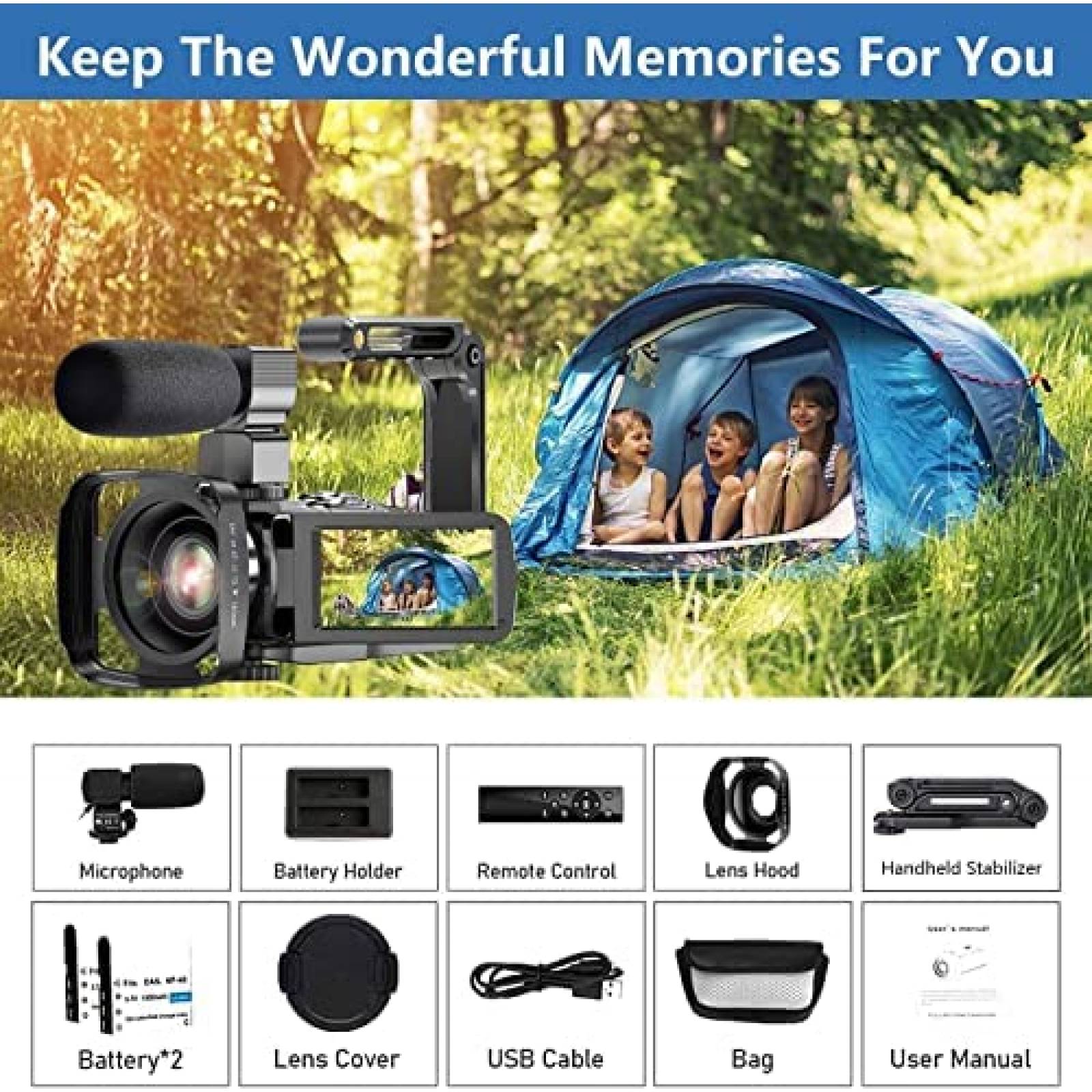 VideoCamara Yisence Tech 4K 60FPS HD 48MP 18x LCD 3'' -Negro