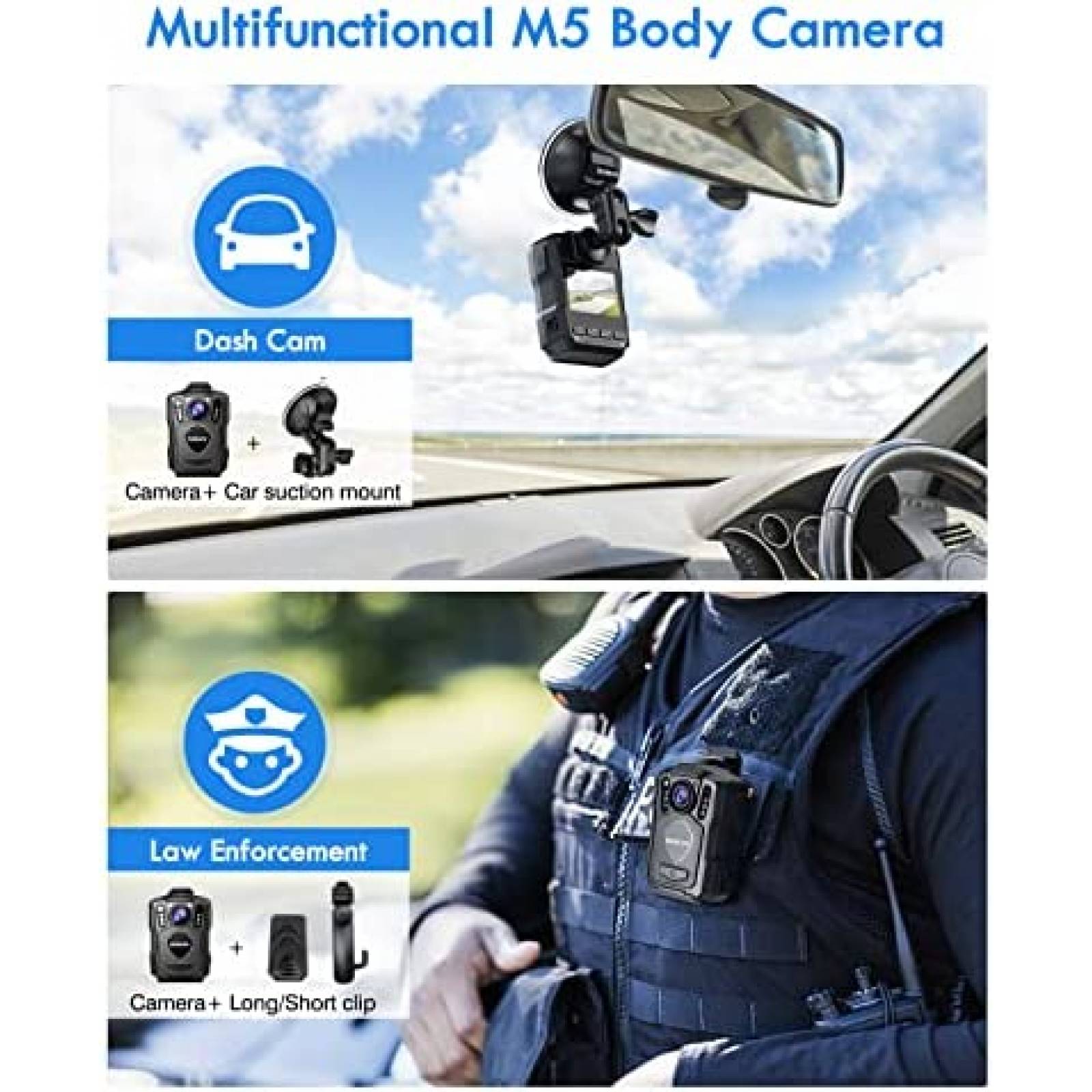 Camara Corporal BOBLOV M5 1080p Vision Nocturna -Negro