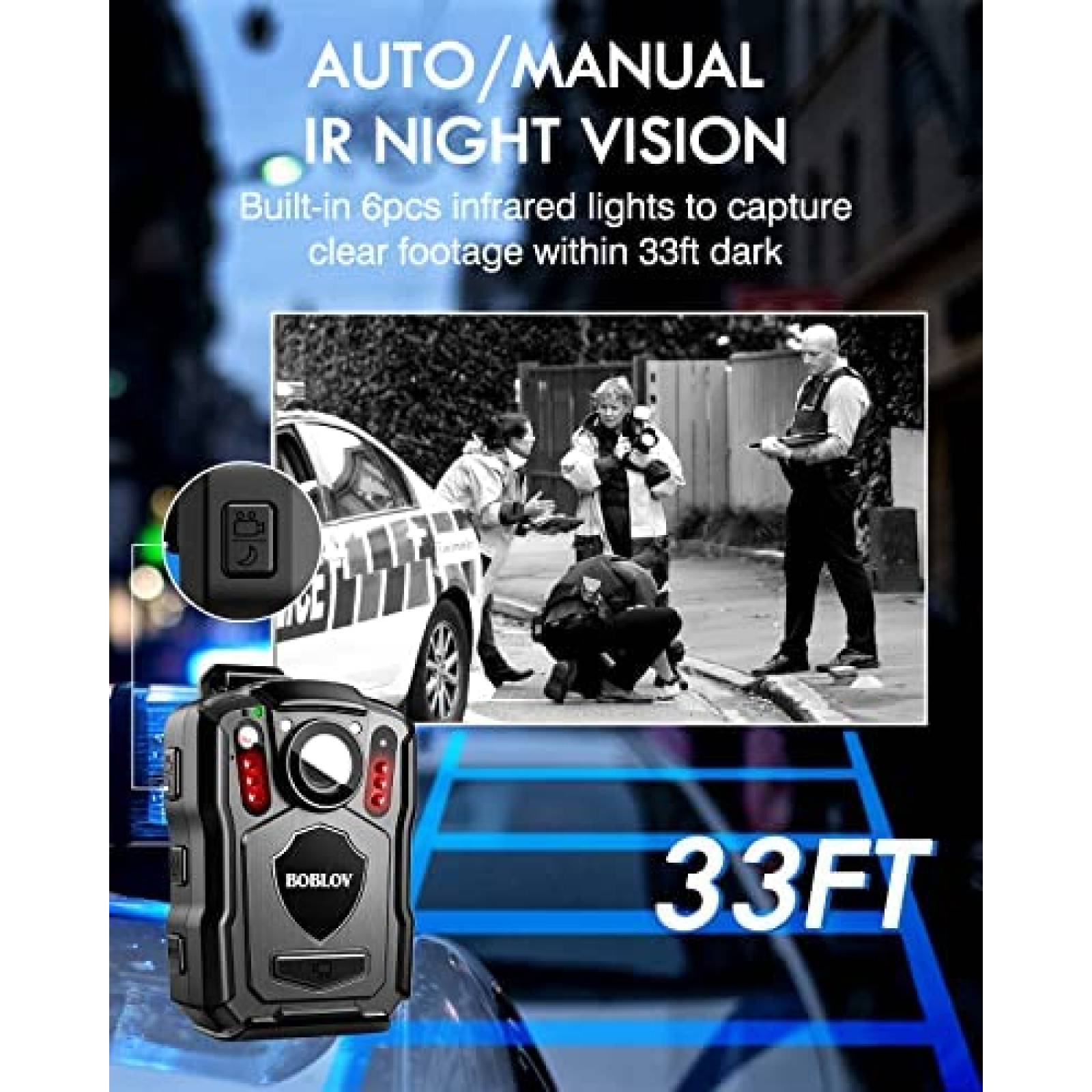 Camara Corporal BOBLOV M5 1080p Vision Nocturna -Negro