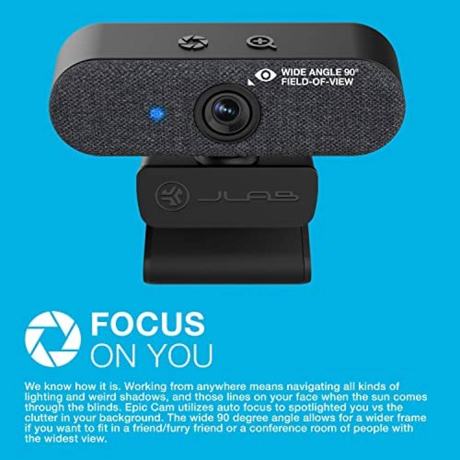 Webcam JLab Epic Cam USB HD 5MP 2K/30FPS Auto Enfoque -Negro