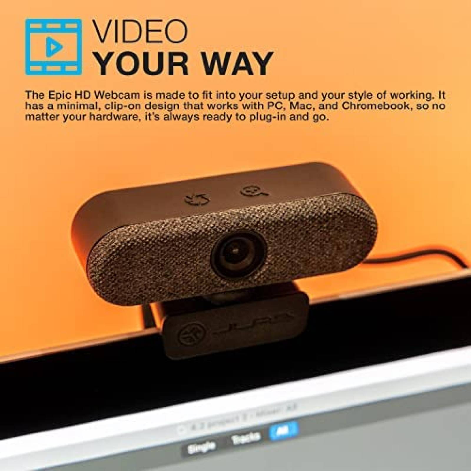 Webcam JLab Epic Cam USB HD 5MP 2K/30FPS Auto Enfoque -Negro