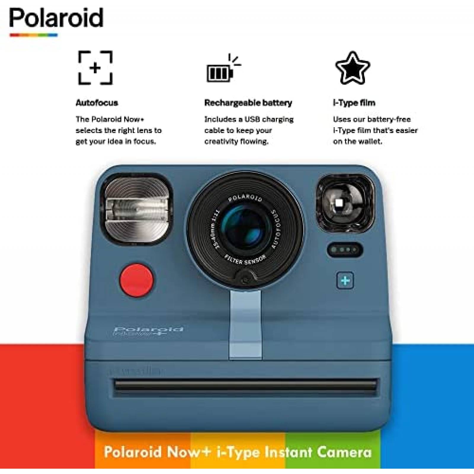 Camara Instantanea Polaroid Now+ con Accesorios -Azul