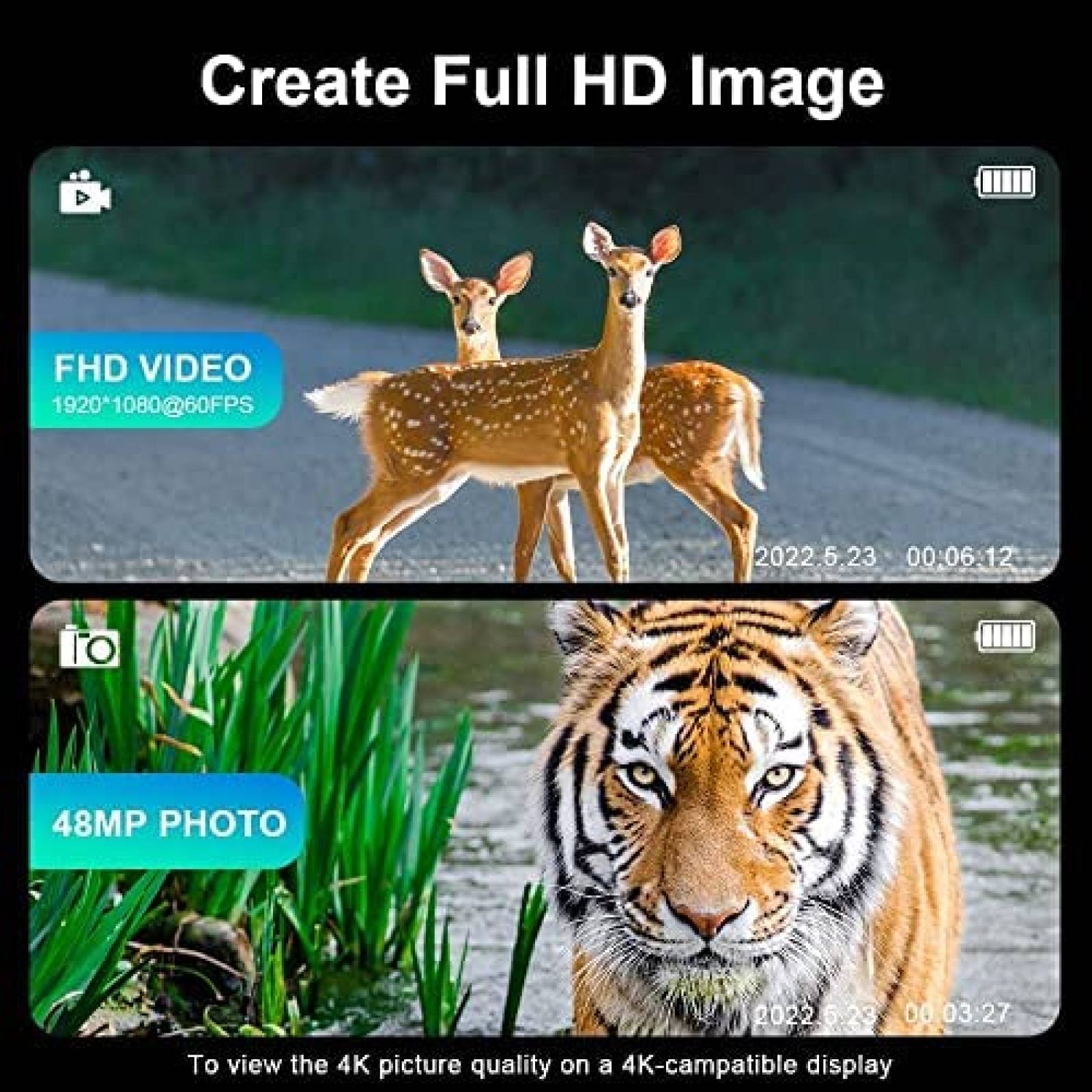 VideoCamara Ordro 4K 1080 60fps 48MP 16x Zoom -Negro