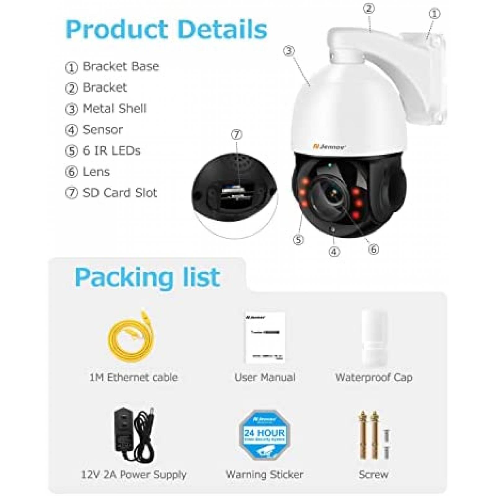 Camara de Seguridad Jennov P87HM85-30X-EAS PTZ HD -Blanco