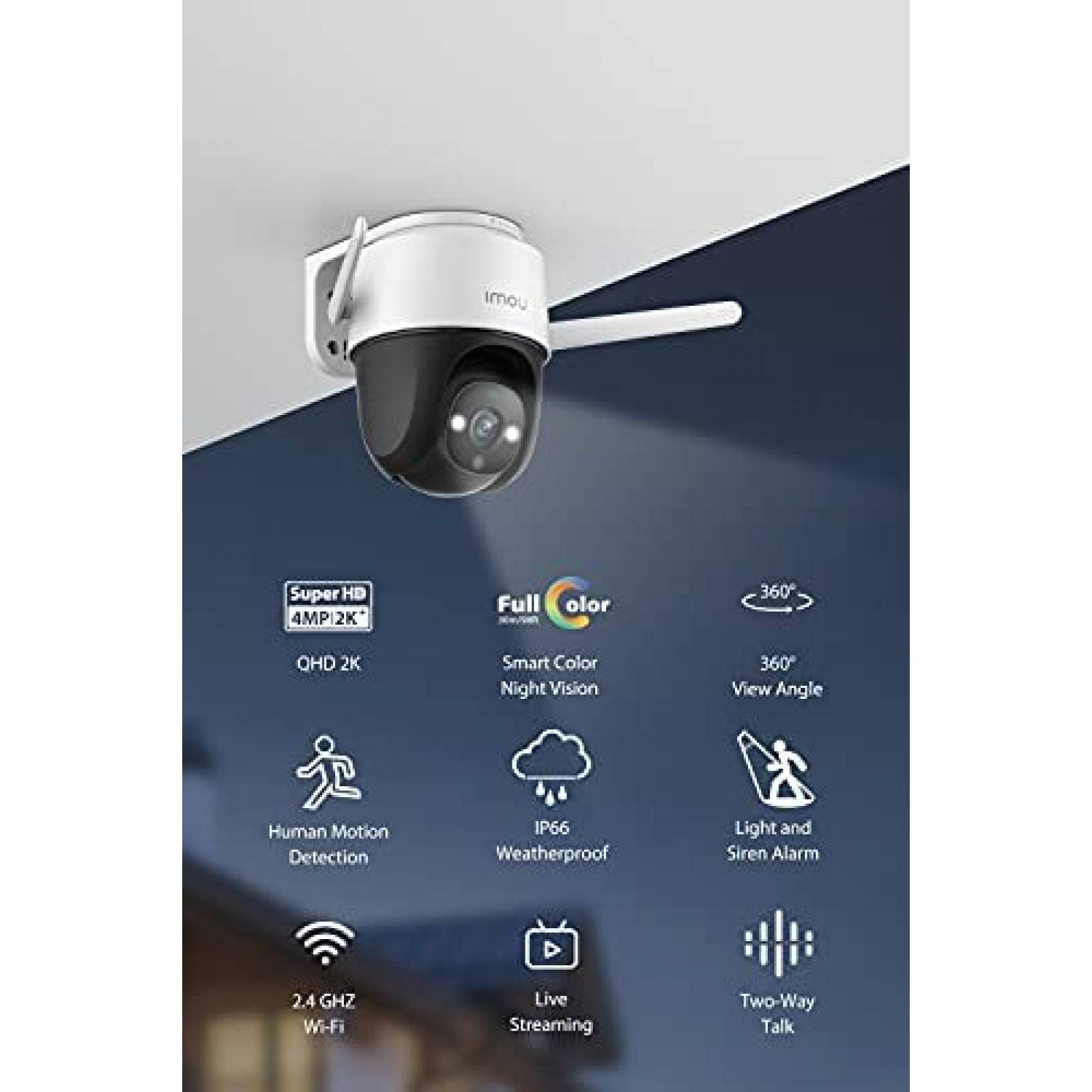 Camara de Seguridad Imou 4MP QHD IP66 2.5K WiFi -Blanco