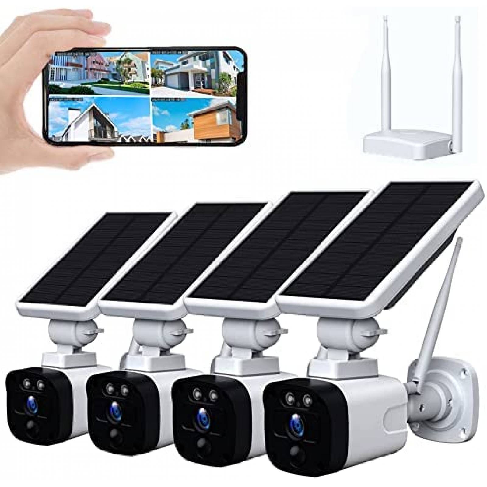 Camaras Seguridad Camcamp Wifi Exterior Panel Solar 4 Pzs