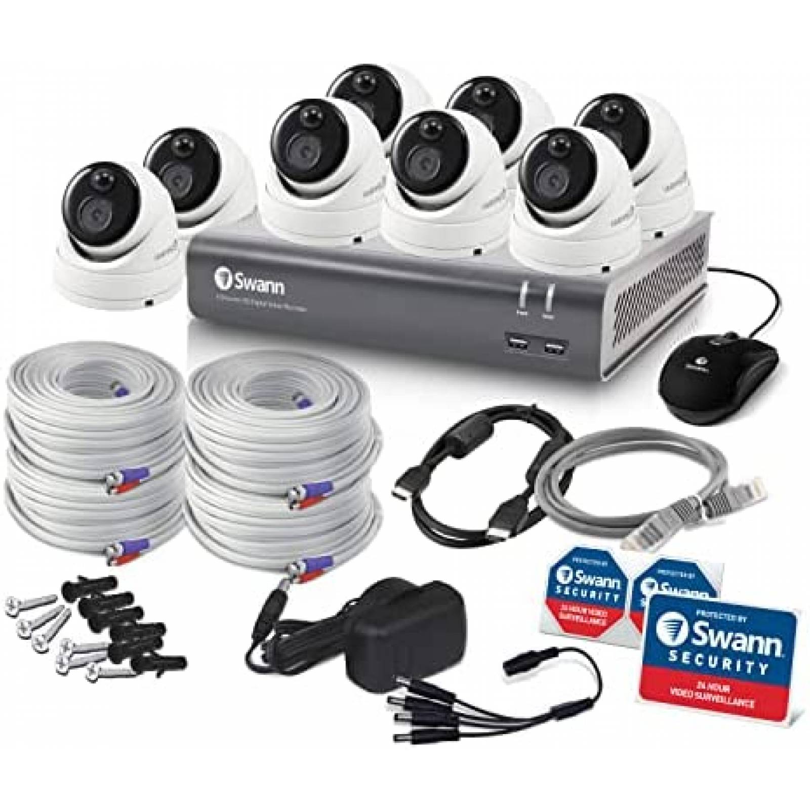 Camara de Seguridad Swann 845808 8 Pzs 1TB HDD FHD 1080P