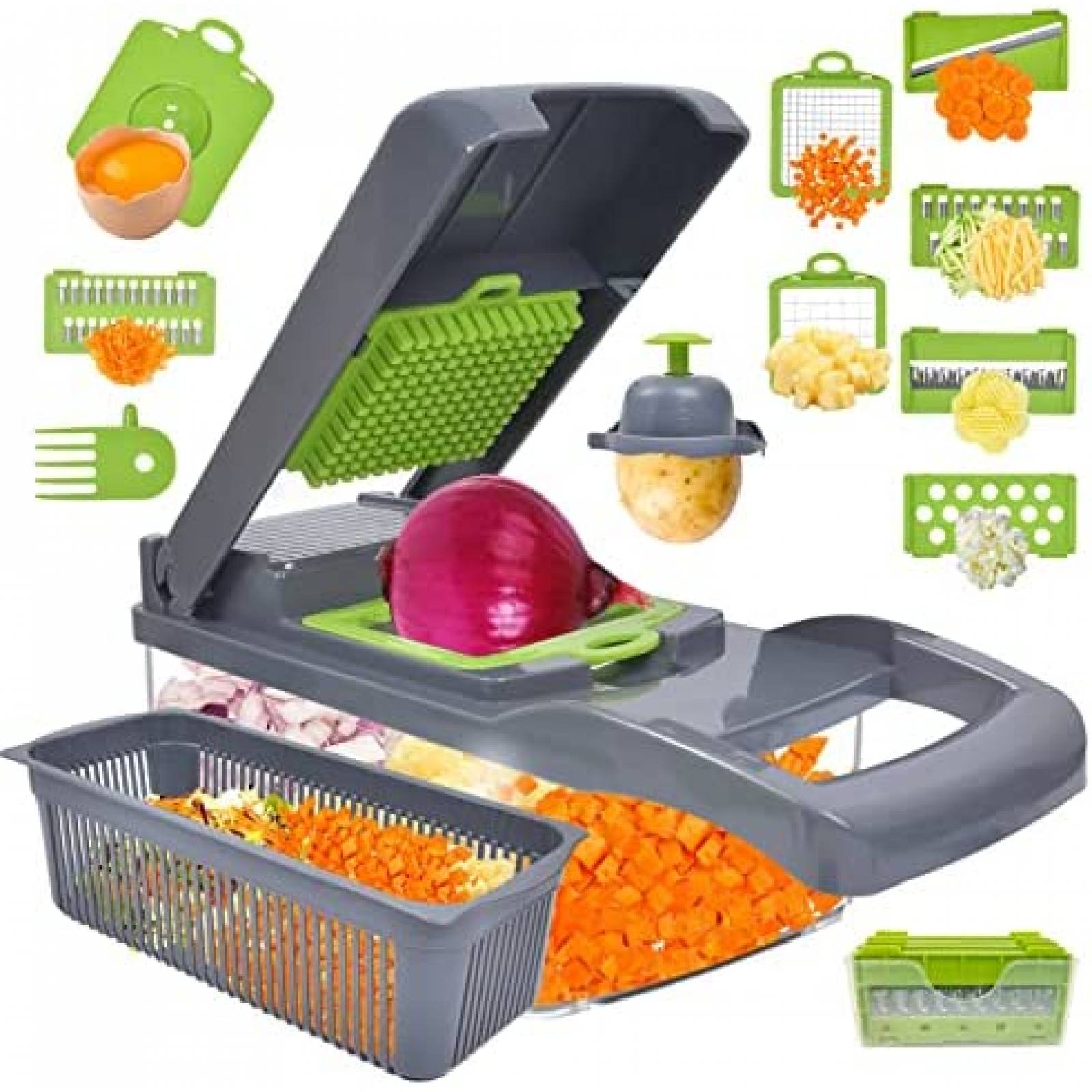 Picador de Frutas y Verduras Plutuus 12 en 1 -Gris