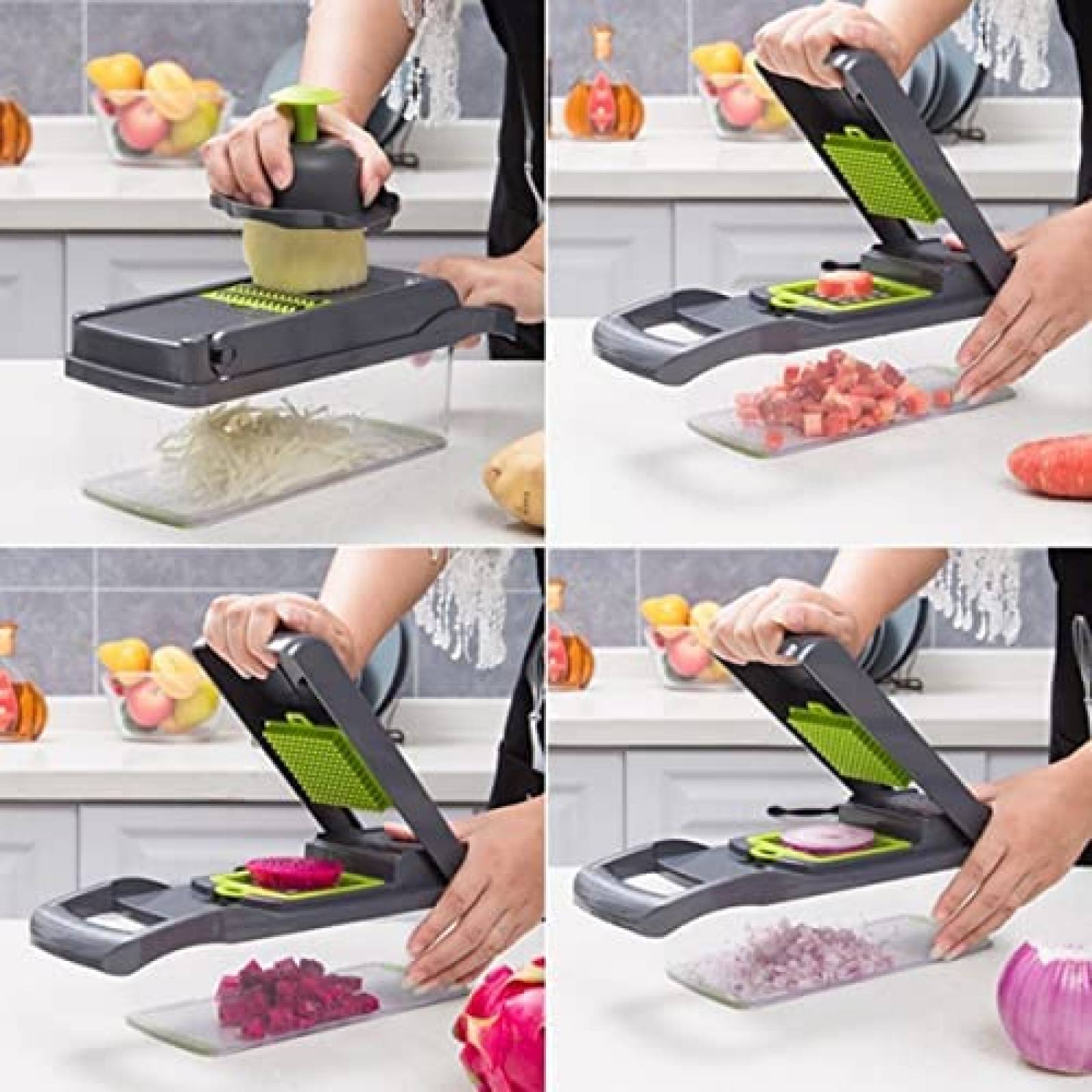 Picador de Frutas y Verduras Plutuus 12 en 1 -Gris