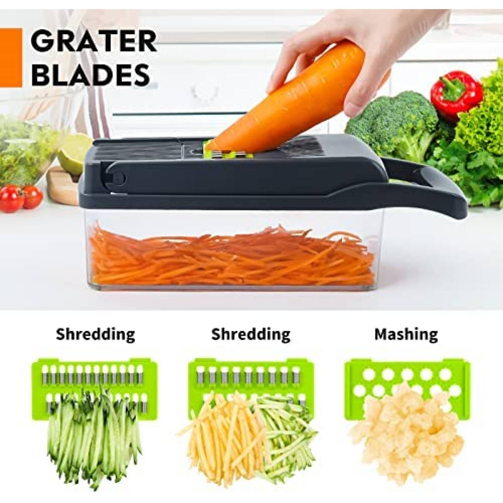 Rallador Picador Verduras SNIFITAR 14 en 1 Acero + Chopper