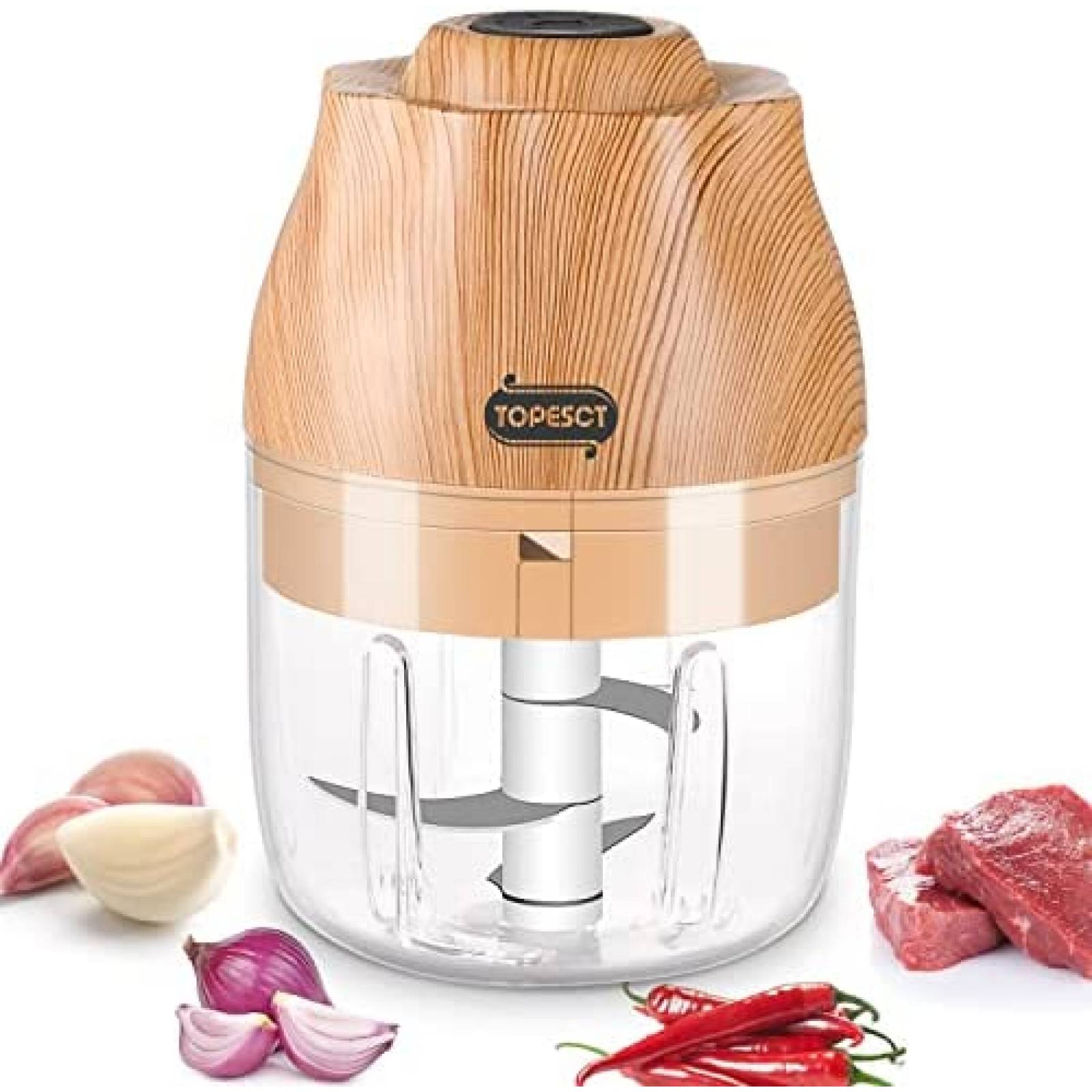 Mini Procesador Alimentos TOPESCT 250ml USB Acero sin BPA
