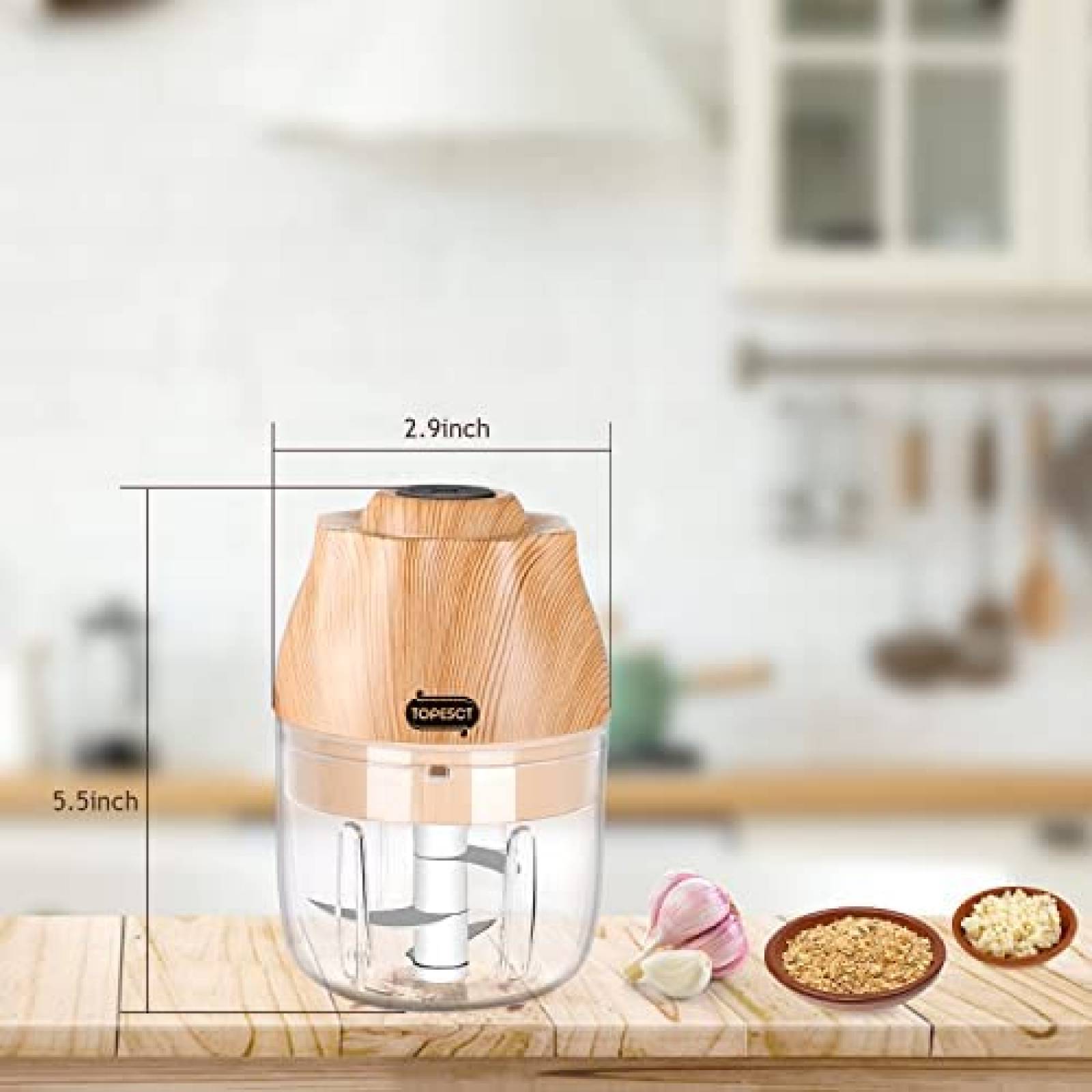 Mini Procesador Alimentos TOPESCT 250ml USB Acero sin BPA