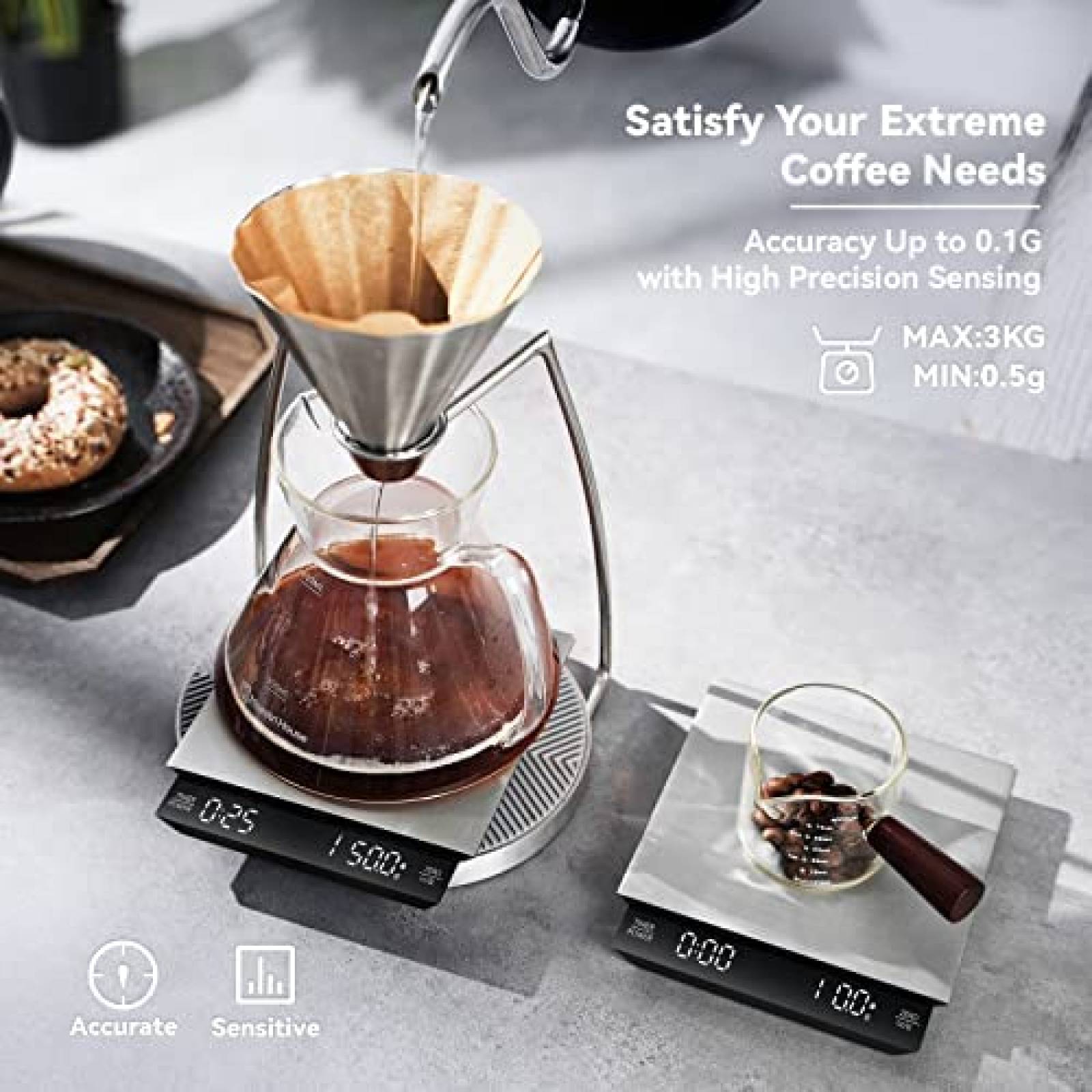 Bascula Digital Maestri House para Cafe/Espresso 0.1g -Gris