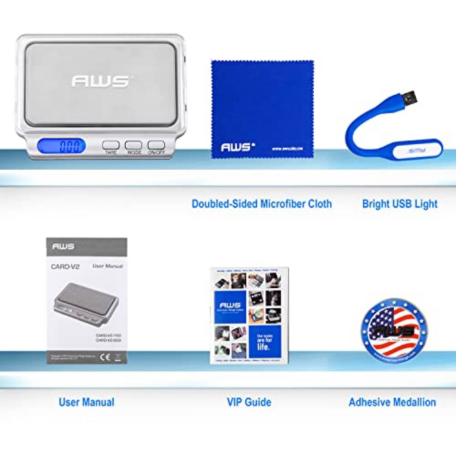 Bascula Digital AWS Card V2 de 150 g x 0.01 g -Plata
