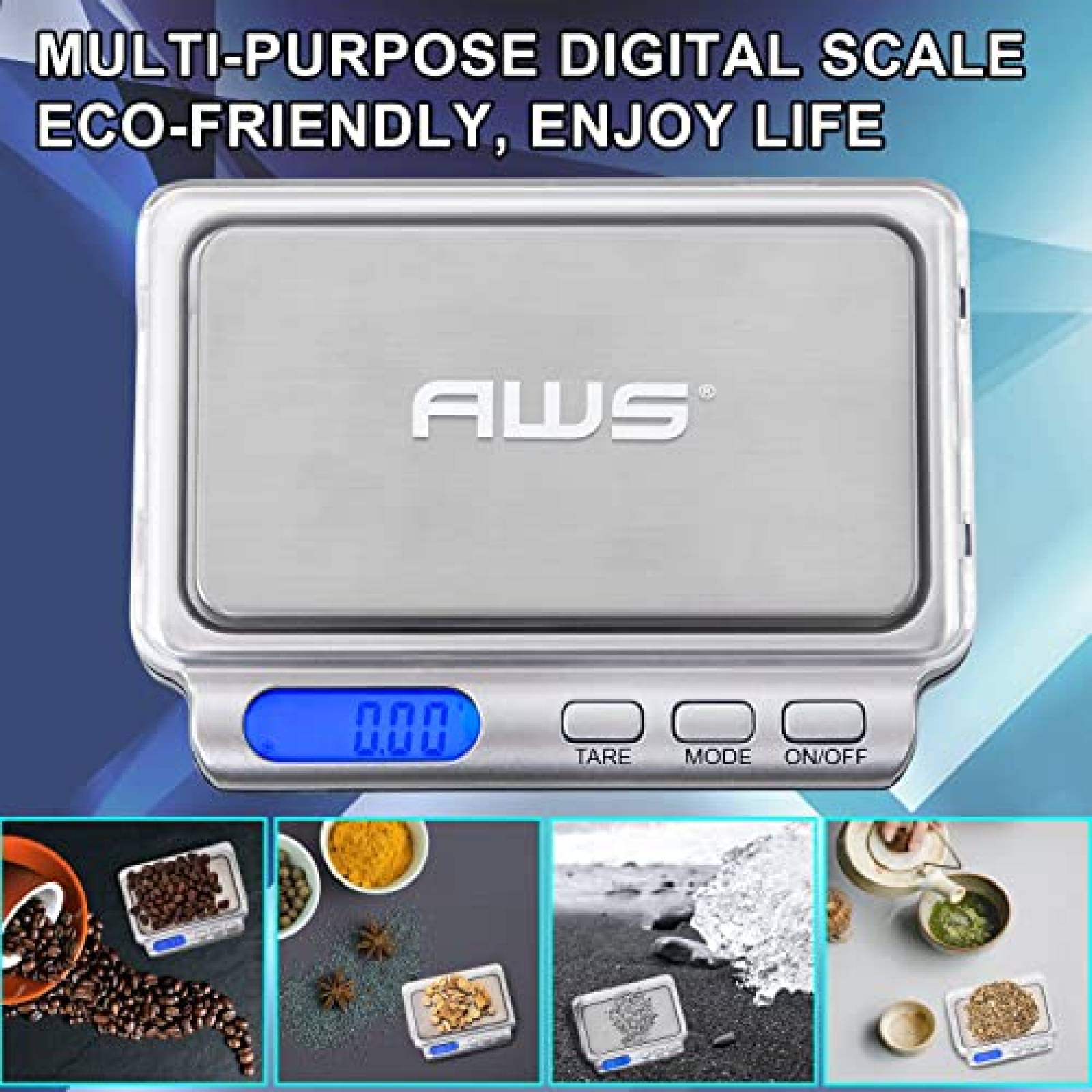Bascula Digital AWS Card V2 de 150 g x 0.01 g -Plata
