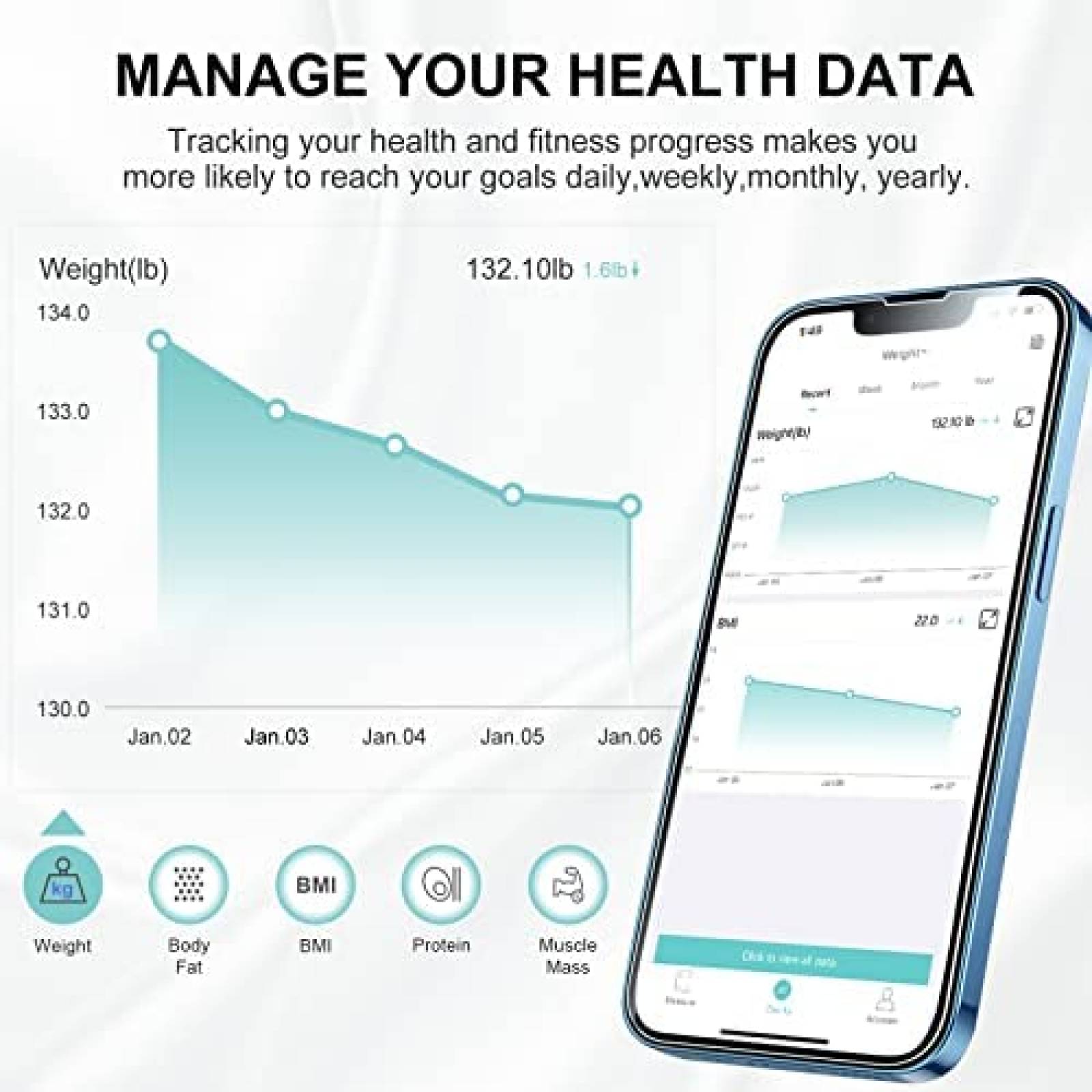 Bascula Digital Bagail para BMI Cap. Max. 180Kg -Negro