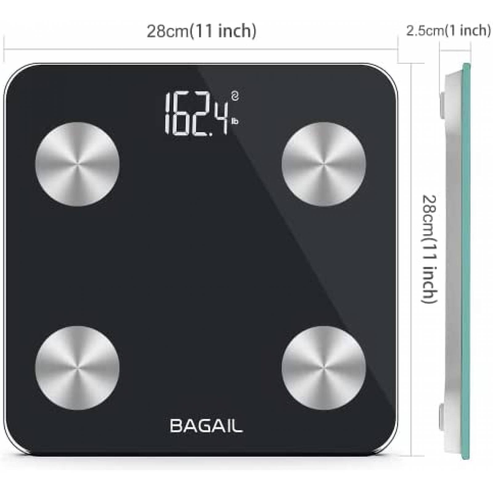 Bascula Digital Bagail para BMI Cap. Max. 180Kg -Negro