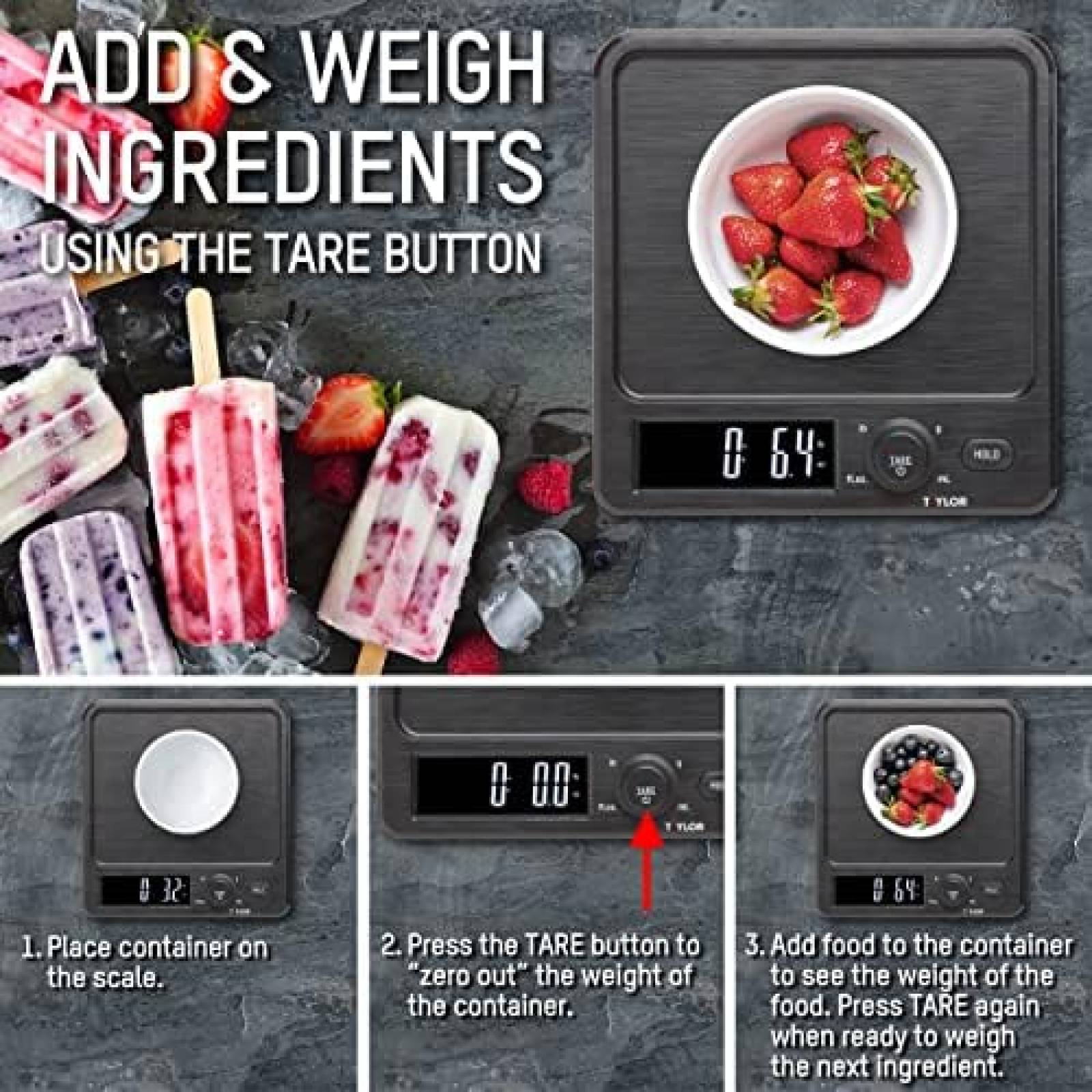 Bascula Digital Taylor Capacidad 22 Libras LCD 1.25'' -Negro