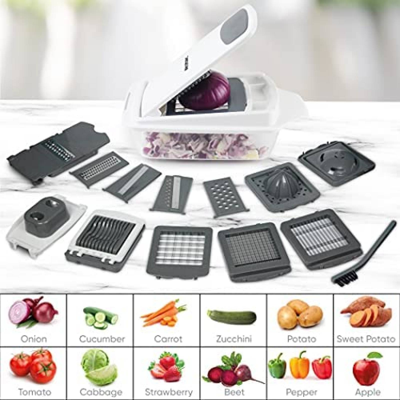 Cortador de Verduras RK 22 en 1 11 Cuchillas con Contenedor