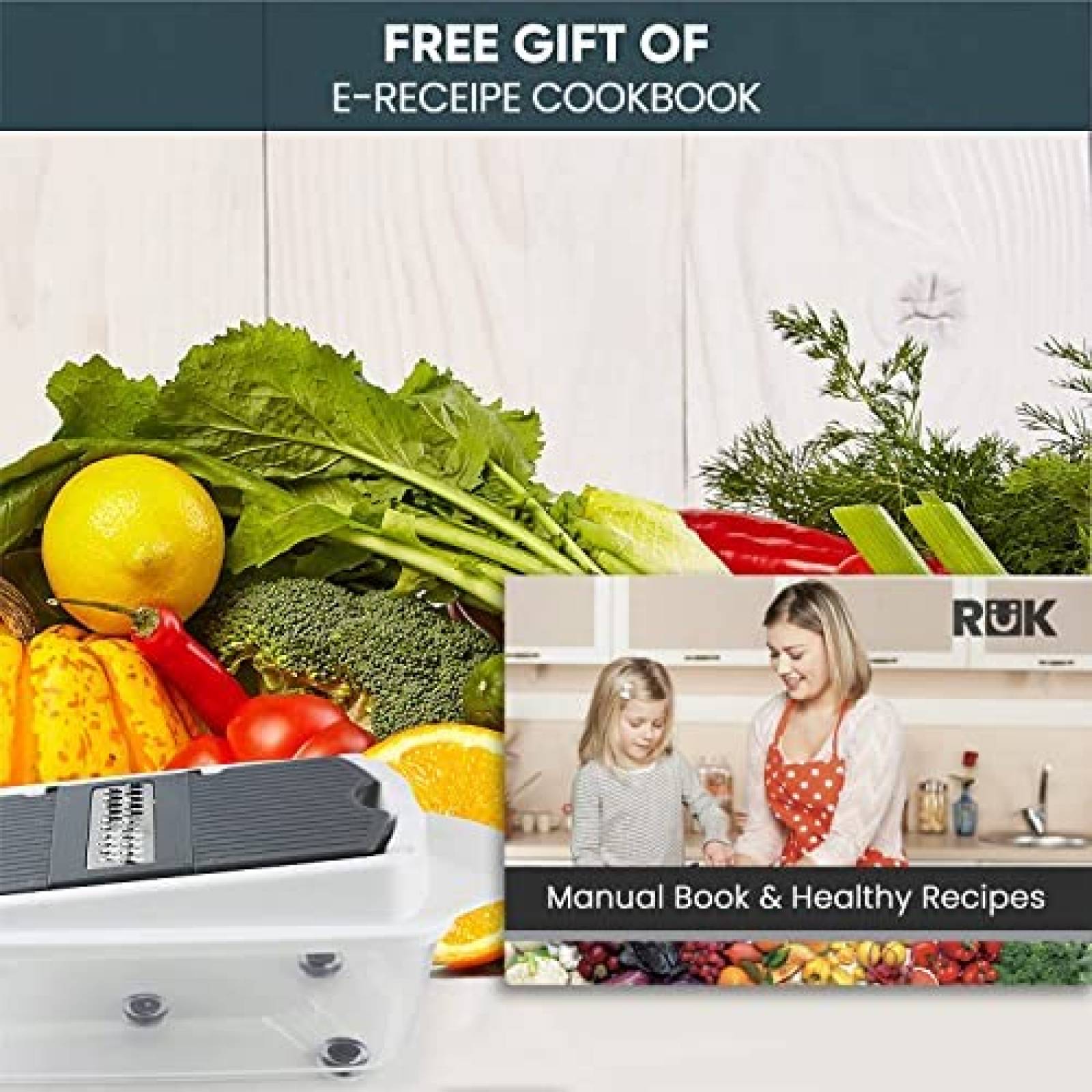 Cortador de Verduras RK 22 en 1 11 Cuchillas con Contenedor
