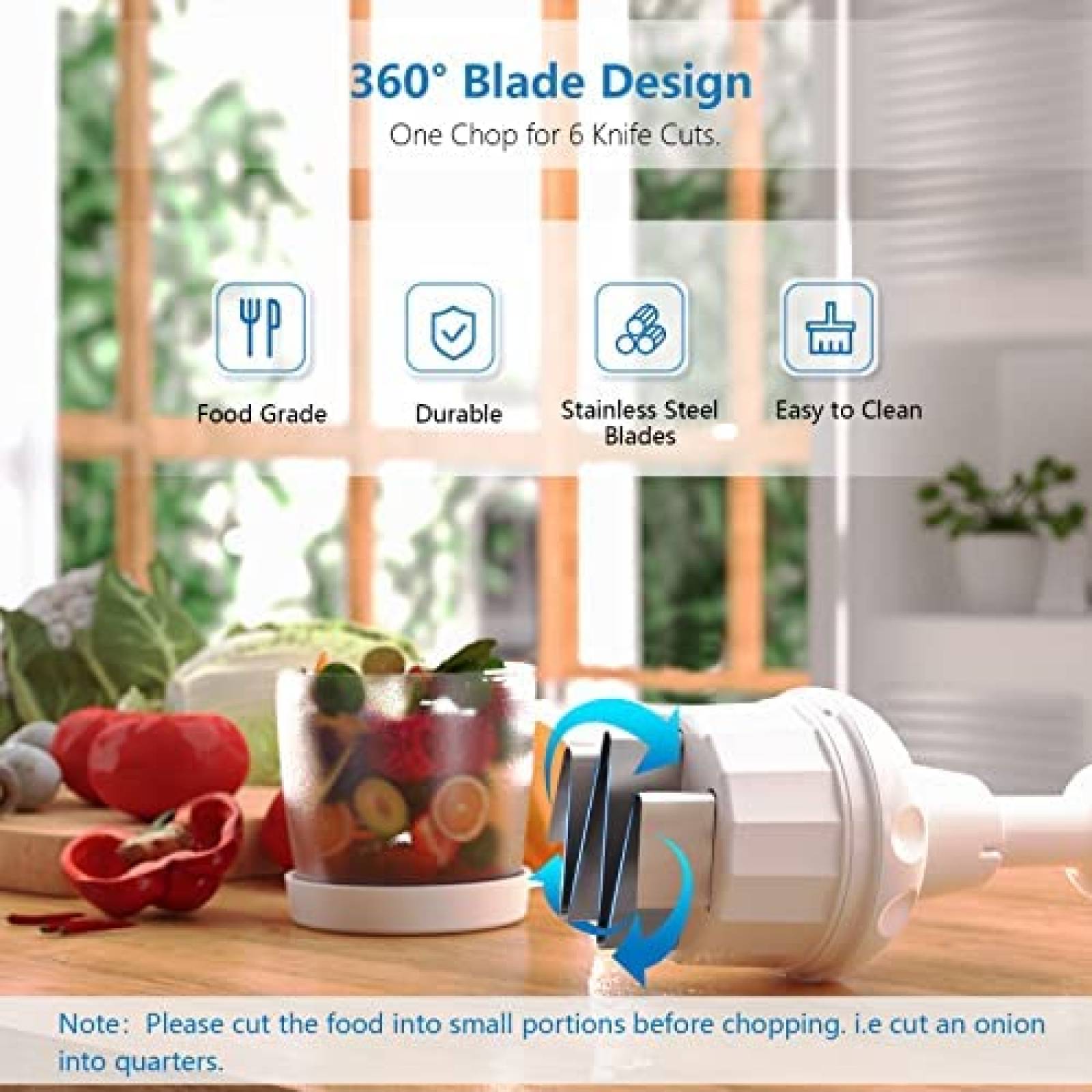 Cortador de Alimentos Kewery Compacto Acero Inoxidable