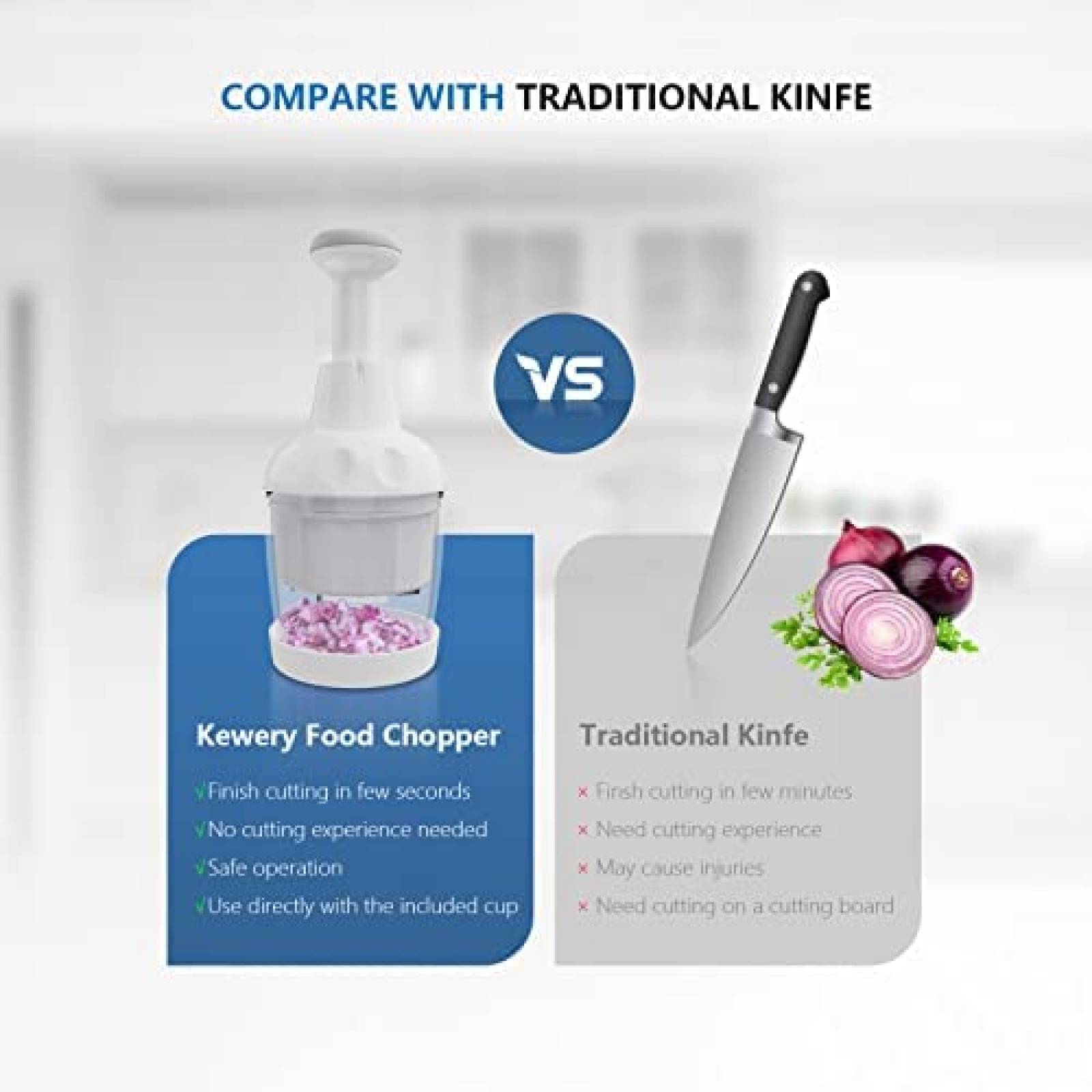 Cortador de Alimentos Kewery Compacto Acero Inoxidable